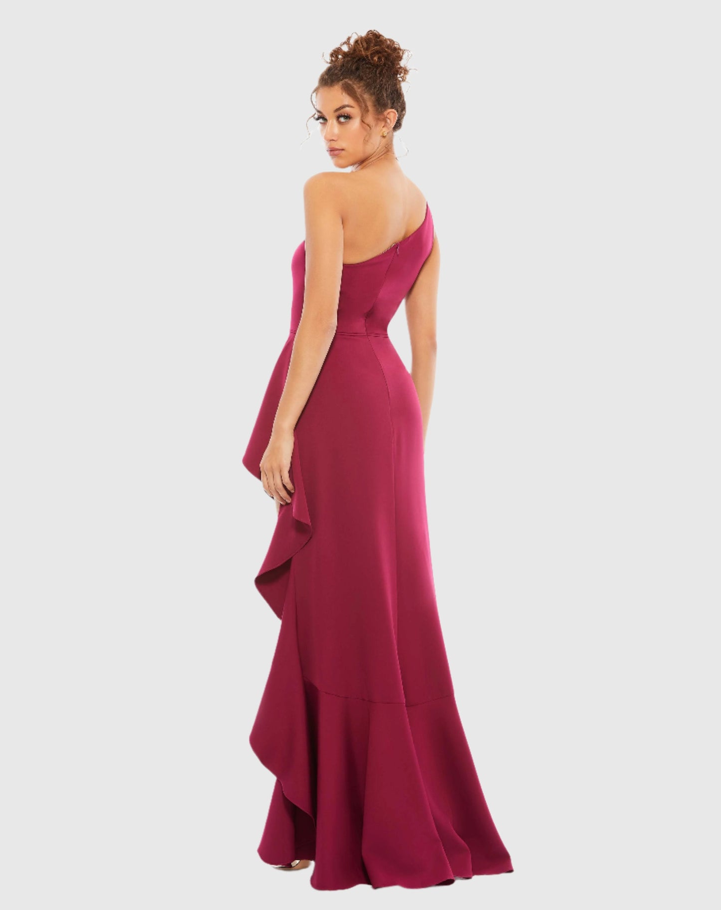 One Shoulder High Slit Ruffle Gown - FINAL SALE Mac Duggal