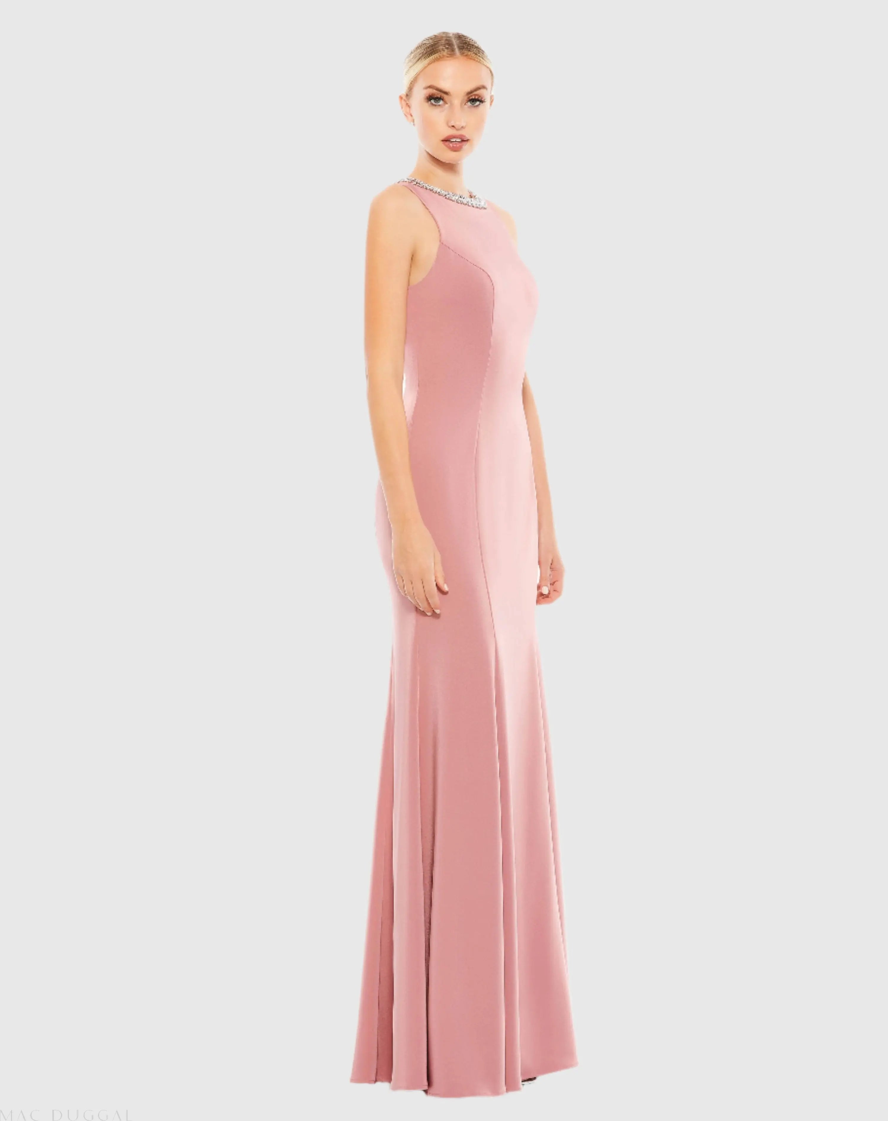 Pink Embellished Neck Trumpet Gown - Ieena for Mac Duggal