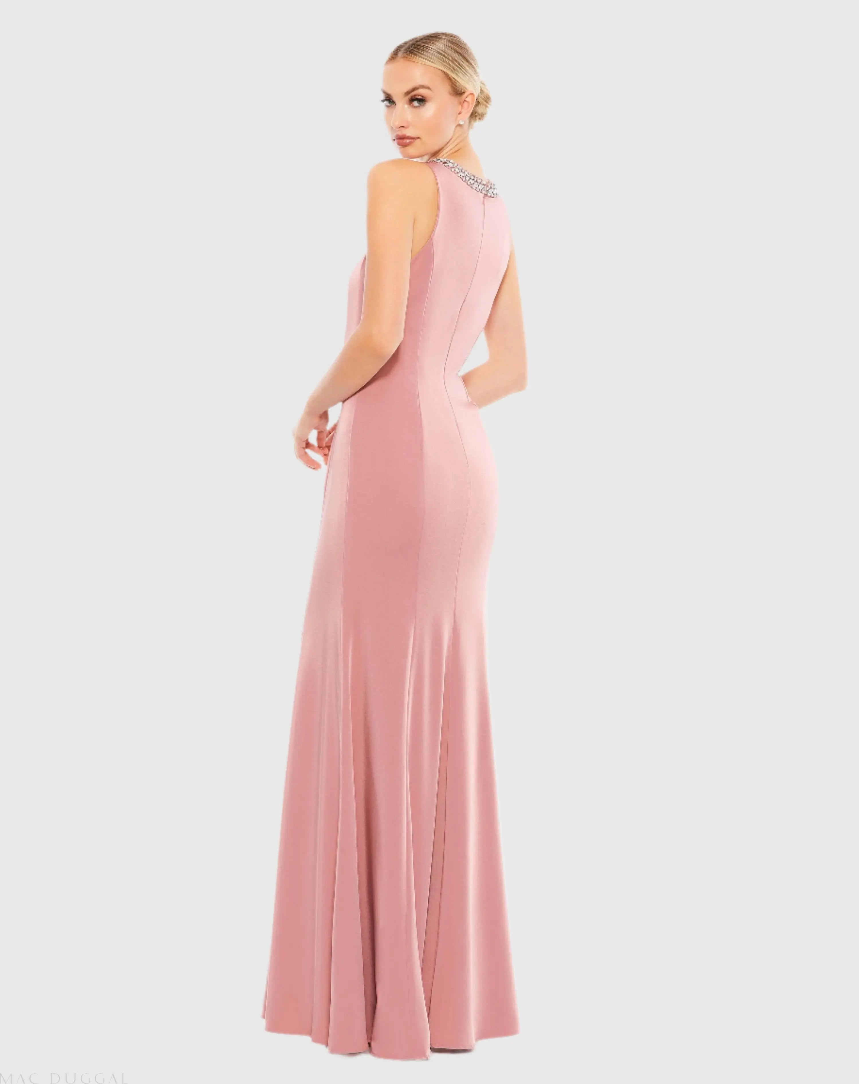 Pink Embellished Neck Trumpet Gown - Ieena for Mac Duggal