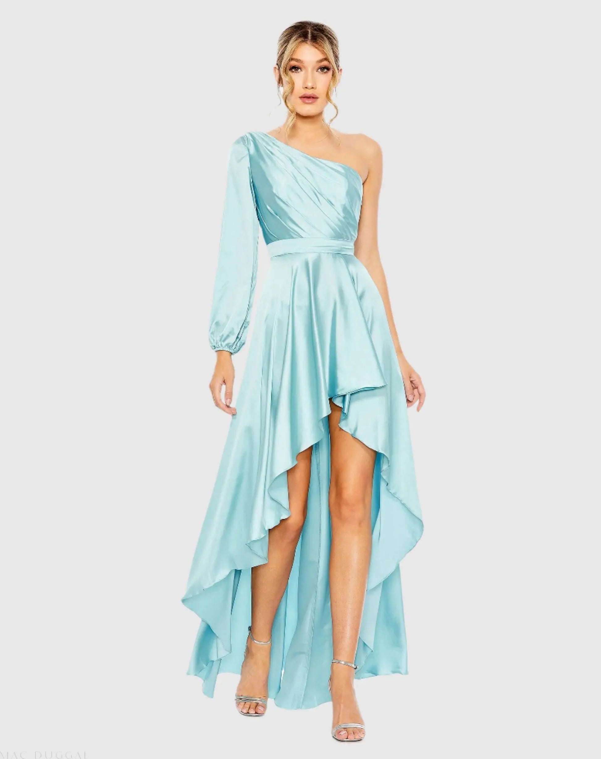 High Low One Shoulder Flowy Gown - Mac Duggal High Low One Shoulder Flowy Gown - Mac Duggal