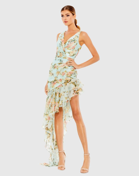ruffle asymmetric sheath dress mac duggal Floral Print Asymmetrical Hem This Mac Duggal midi sachin_core Oriana: Chiffon A-Line with Size:UK 12-14 (M)