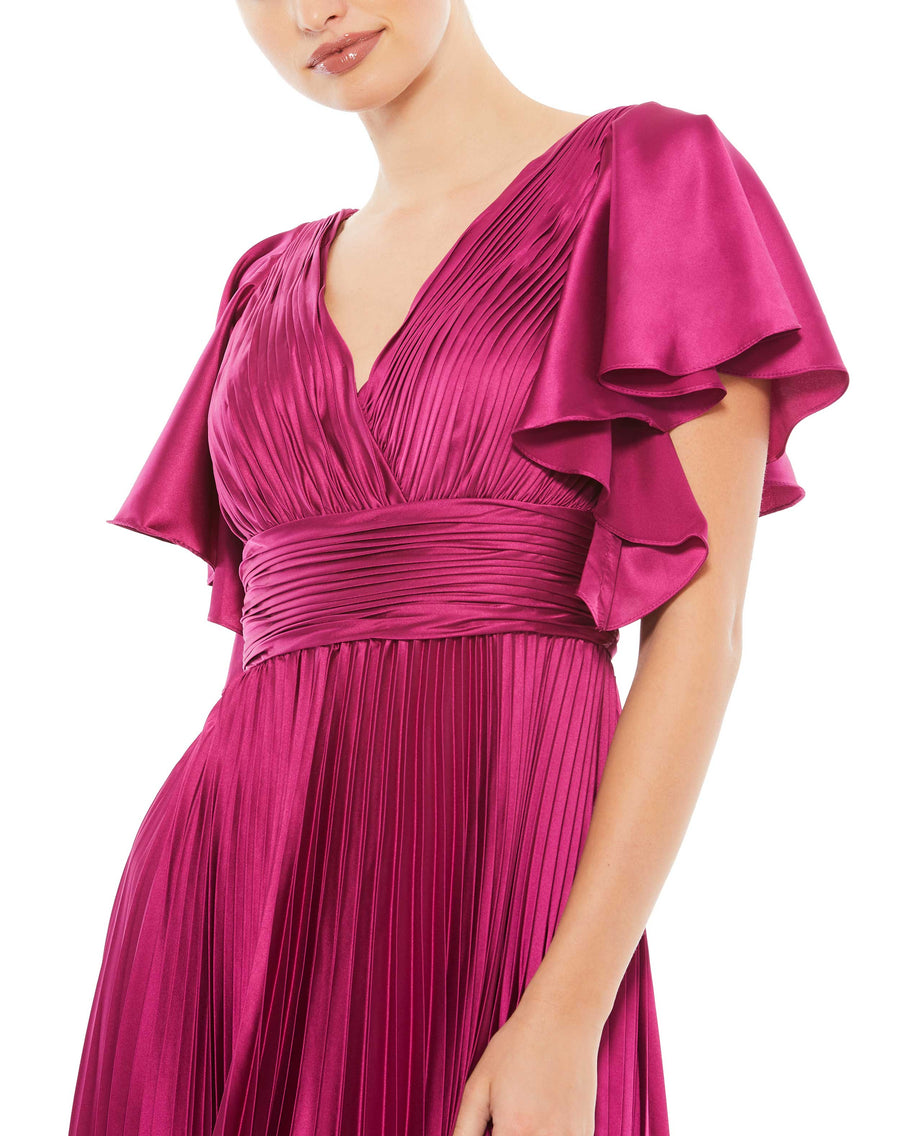 Pleated A-Line Flowing Sleeve Gown – Mac Duggal