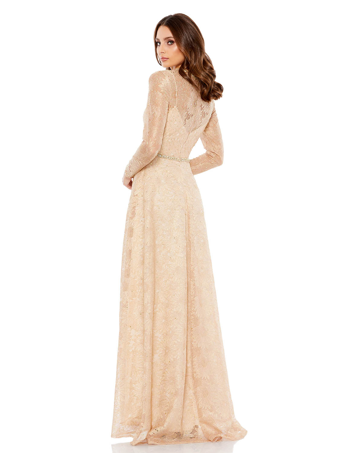 Long Sleeve Floral Lace Gown