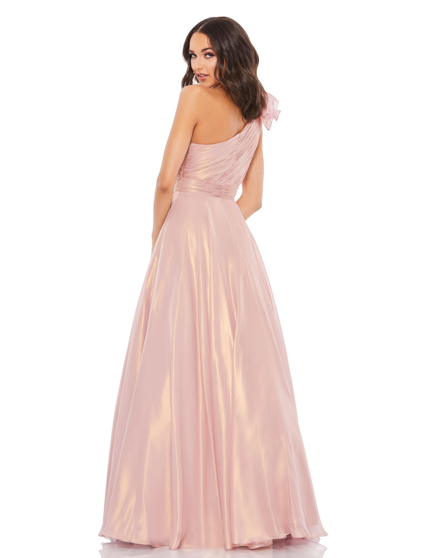 Iridescent One Shoulder Rosette Ball Gown – Mac Duggal