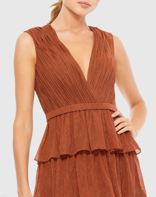 Orange Sparkly Ruffle Layered Gown - Ieena for Mac Duggal