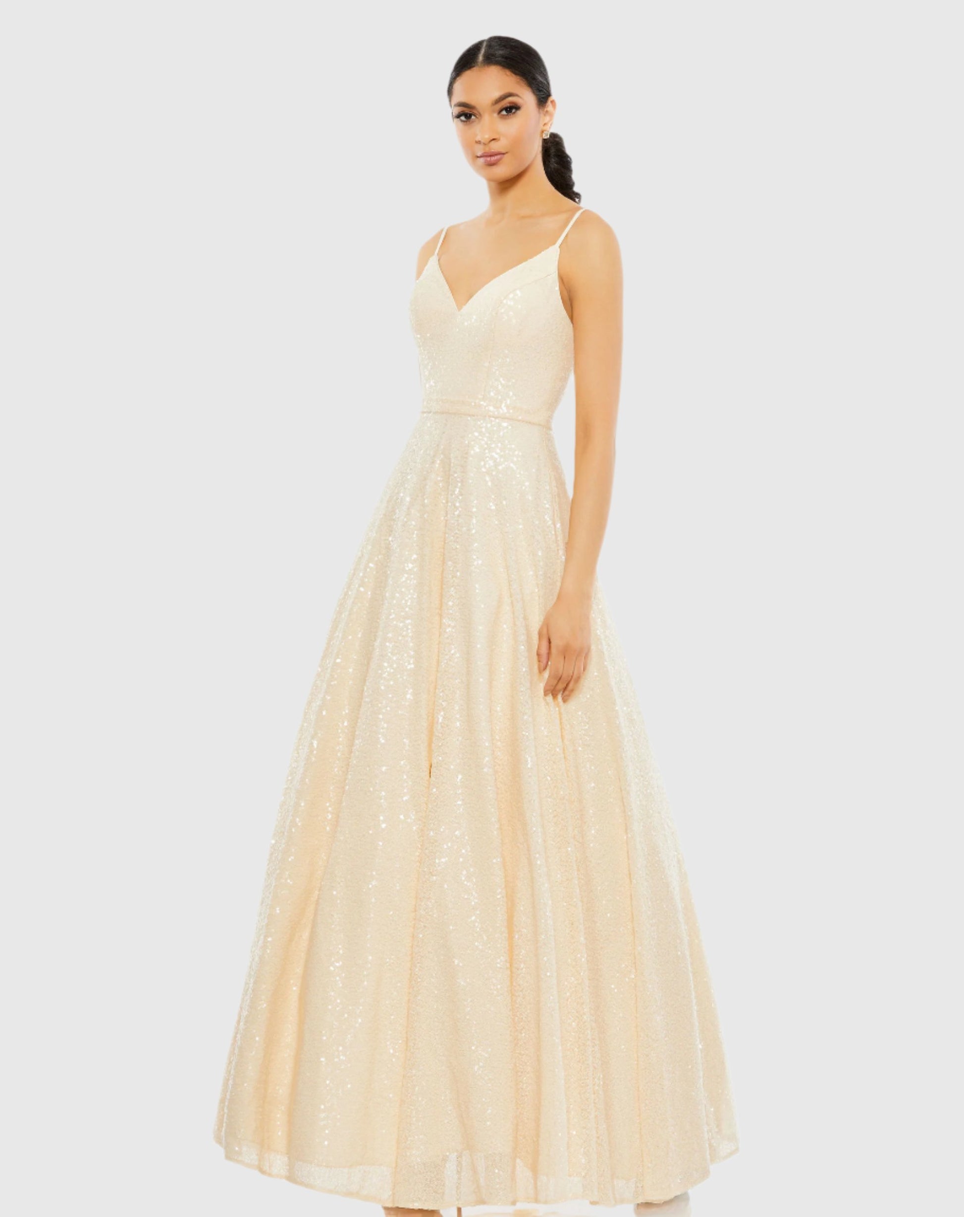 V-Neck Sequined Ball Gown