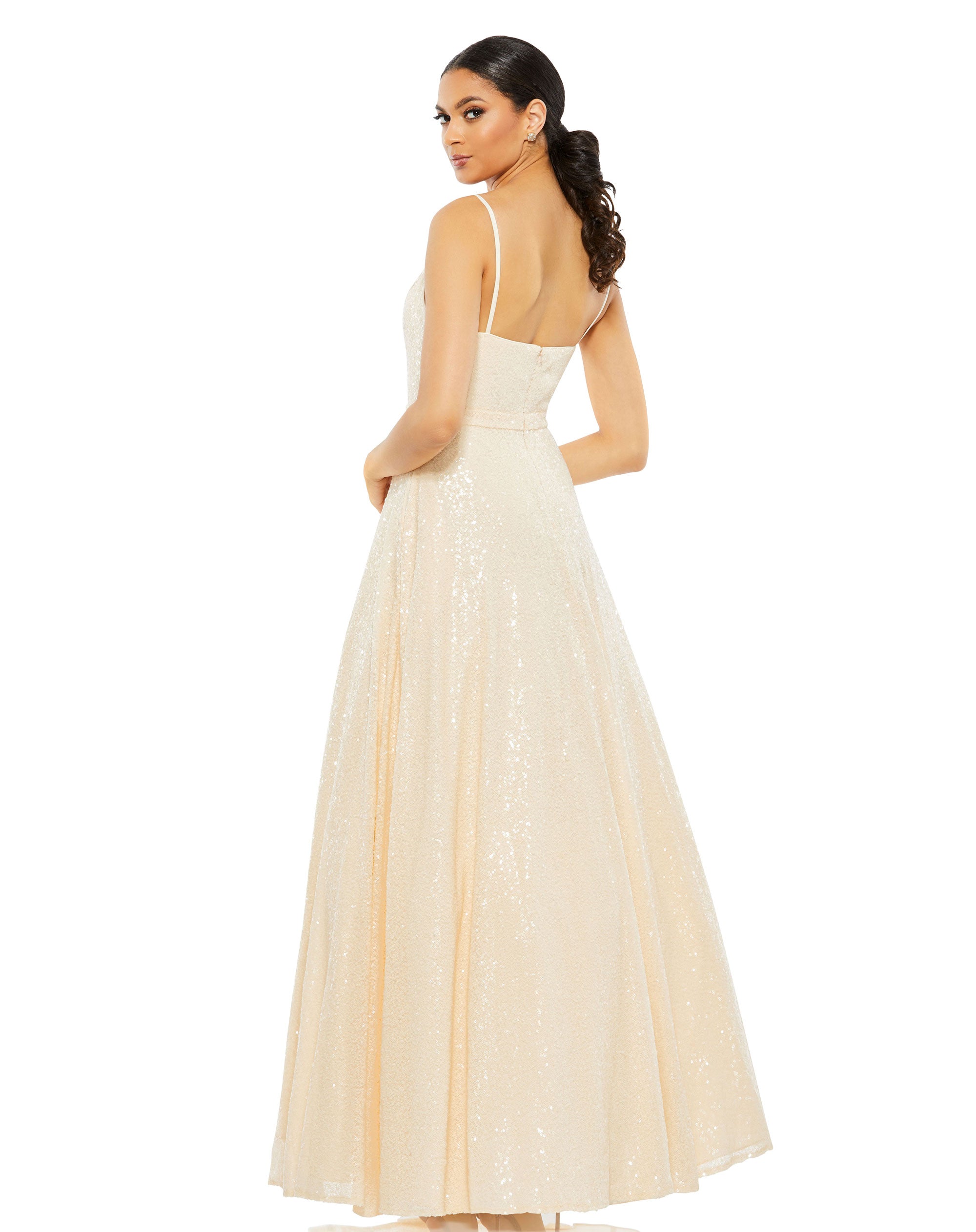 V-Neck Sequined Ball Gown