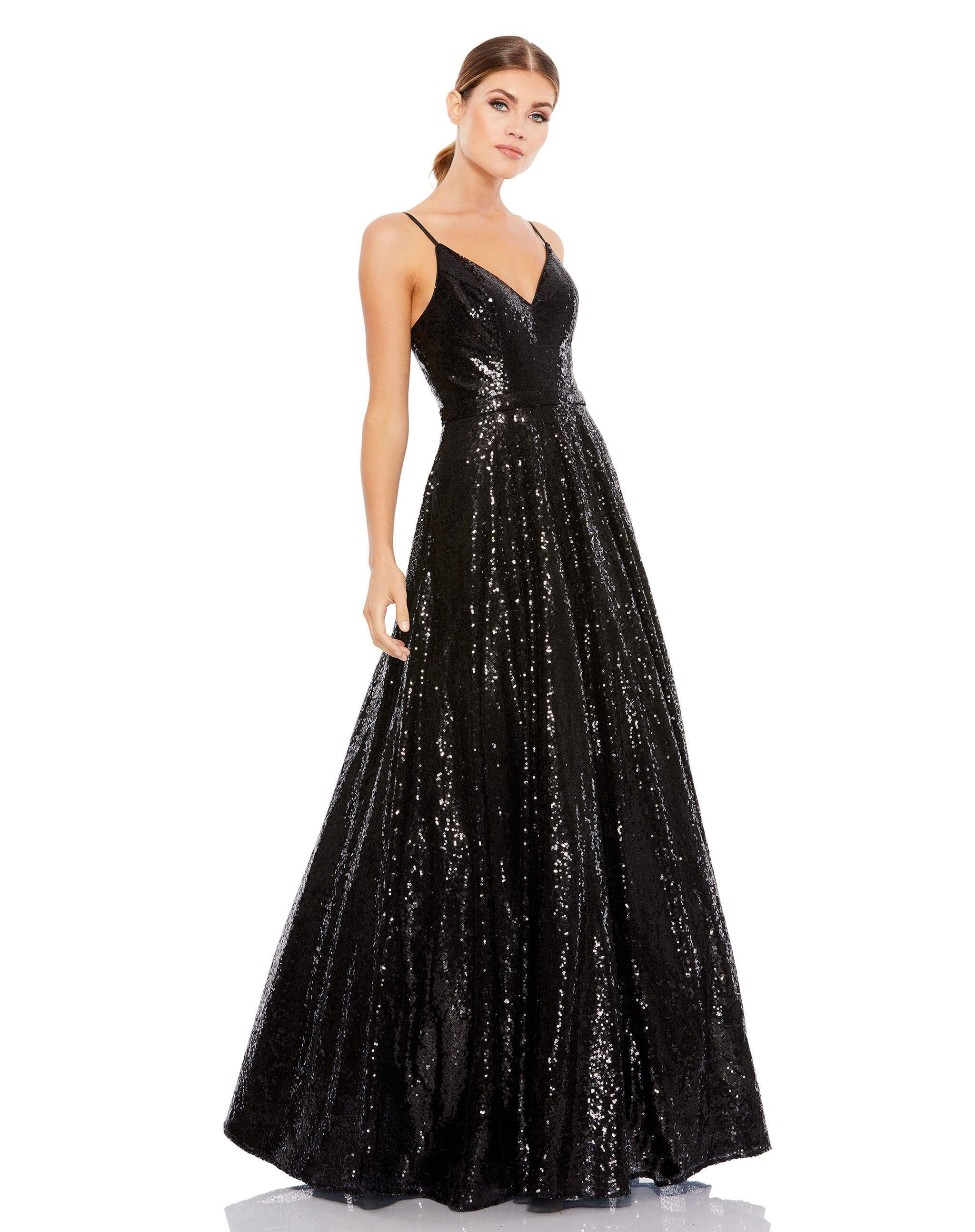 V-Neck Sequined Ball Gown