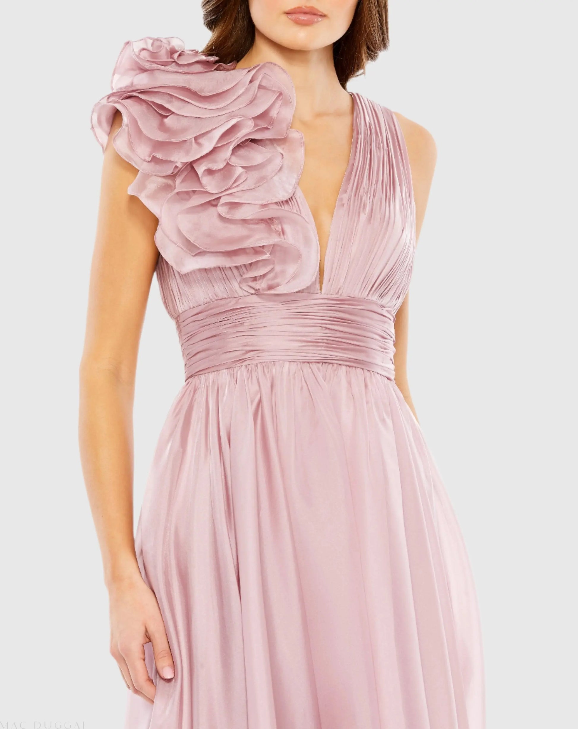 Pink Sleeveless Chiffon A-Line Tea Length Cocktail Dress - Mac Duggal Pink Sleeveless Chiffon A-Line Tea Length Cocktail Dress - Mac Duggal
