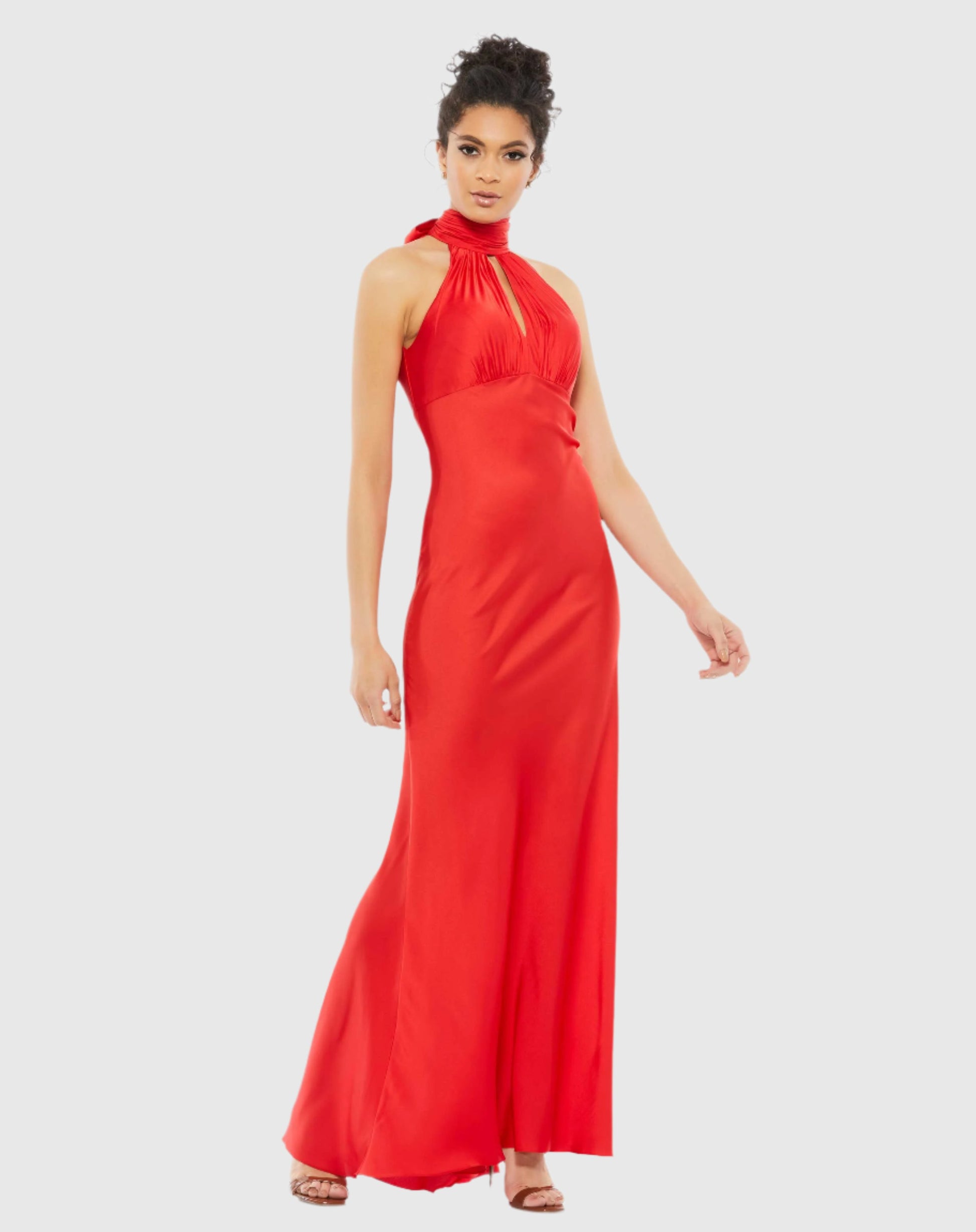 Keyhole Halter Empire Waist Gown