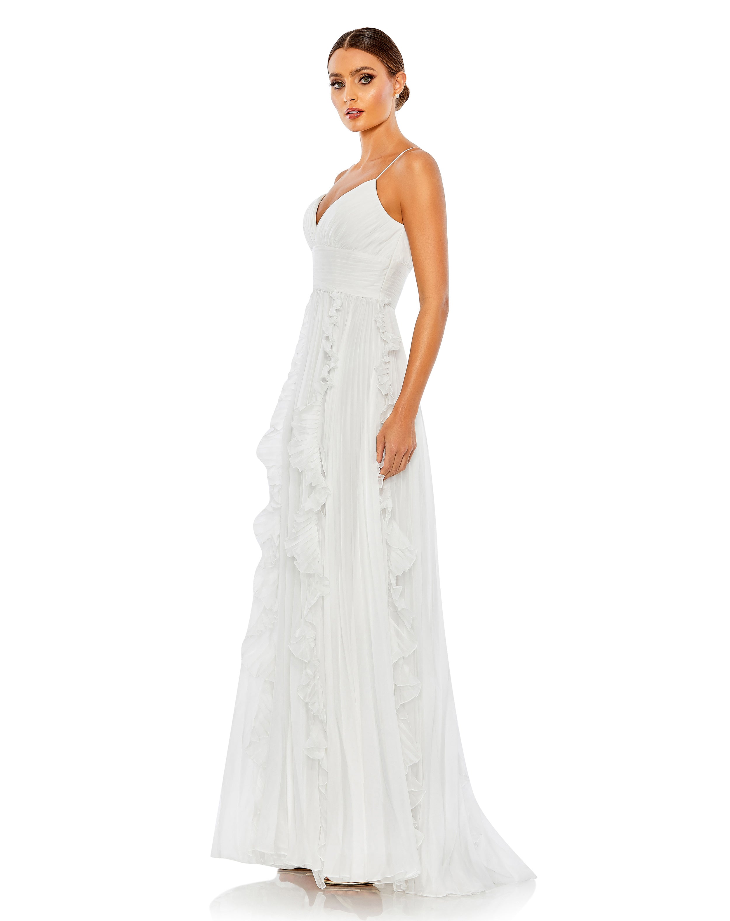 Pleated Sleeveless Flowy Gown