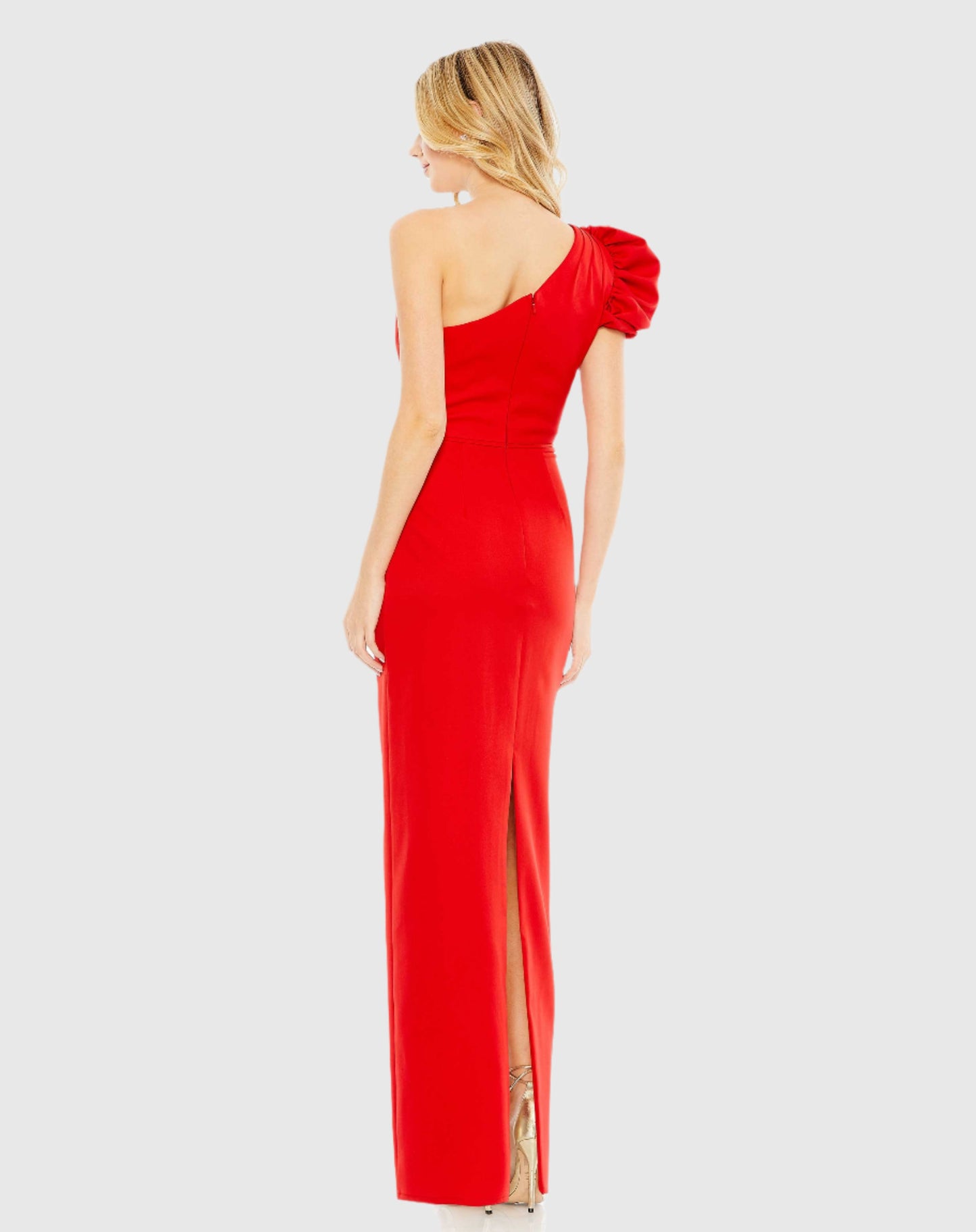 One Shoulder Puff Sleeve Gown