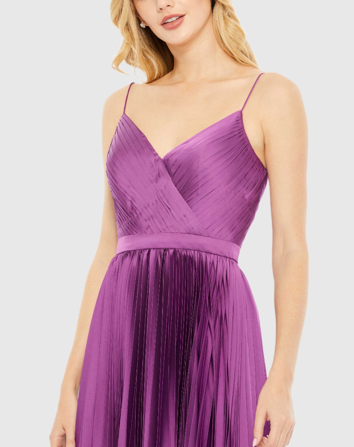 Pleated Satin Flowy Midi Dress