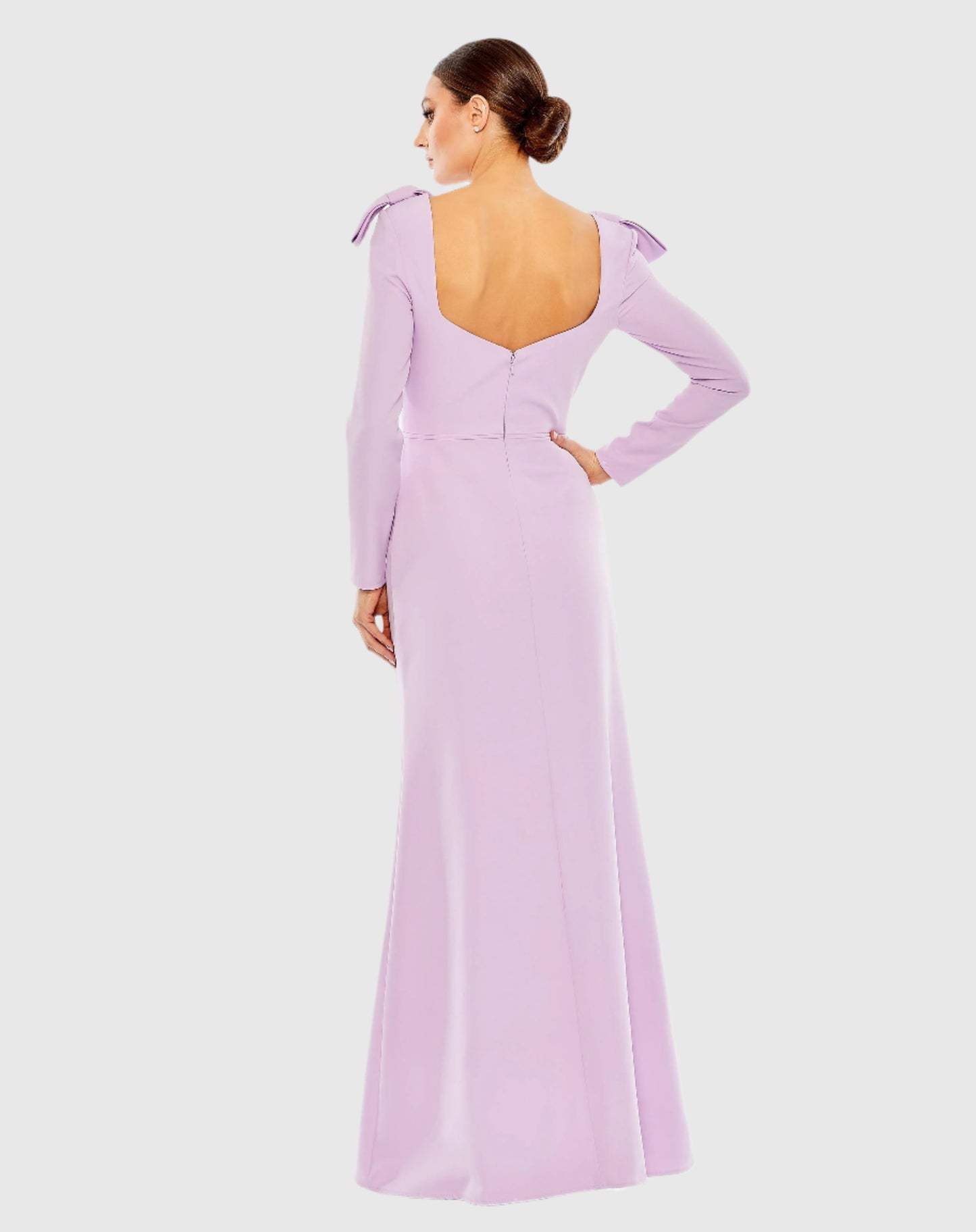 Empire Waist Long Sleeve Bow Shoulder Gown