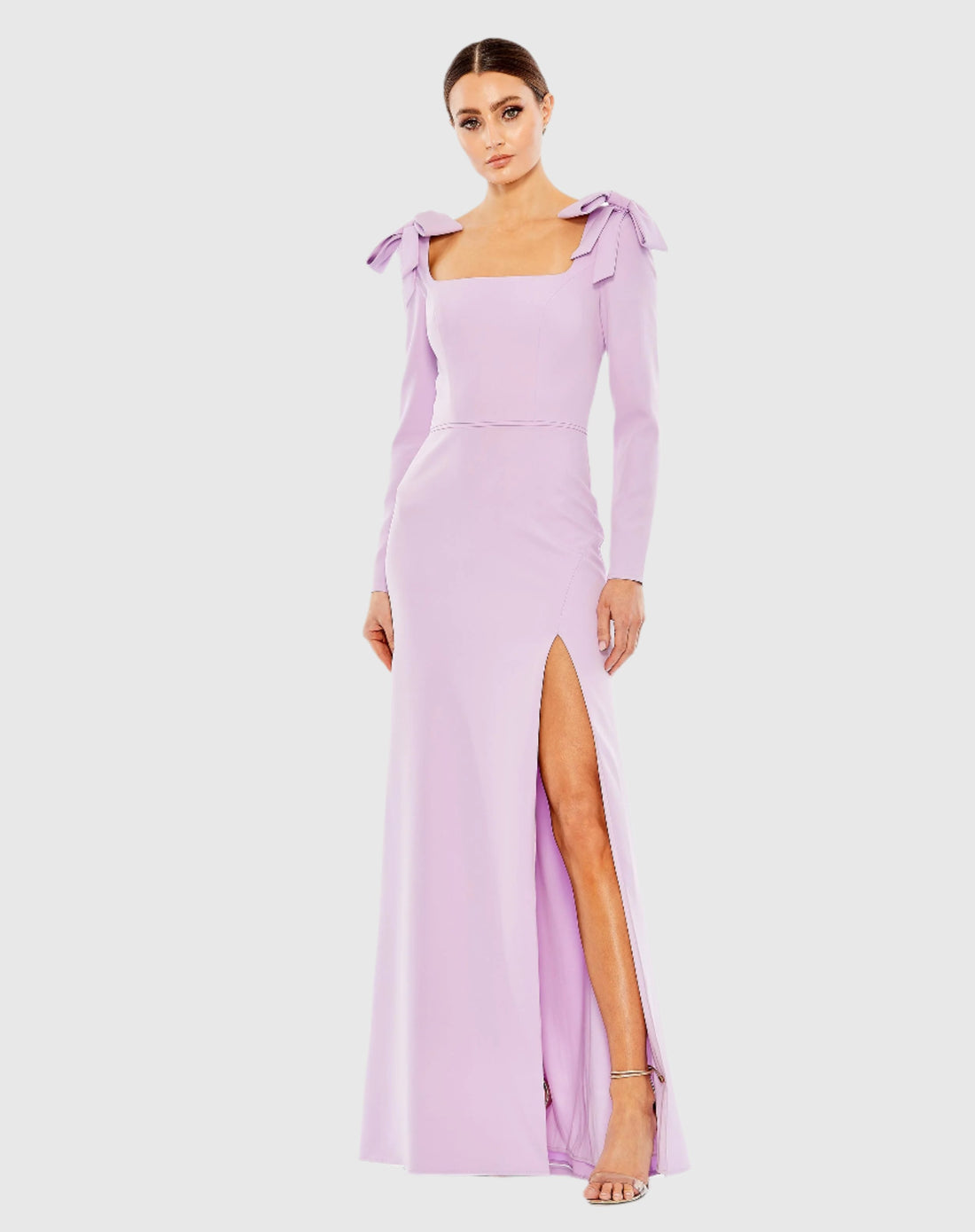 Empire Waist Long Sleeve Bow Shoulder Gown