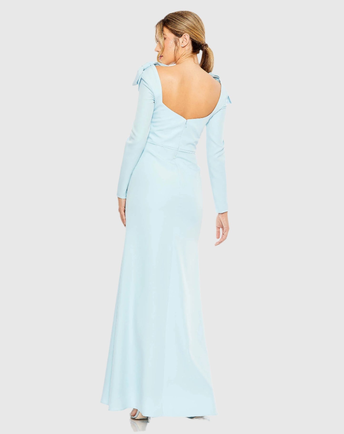 Empire Waist Long Sleeve Bow Shoulder Gown