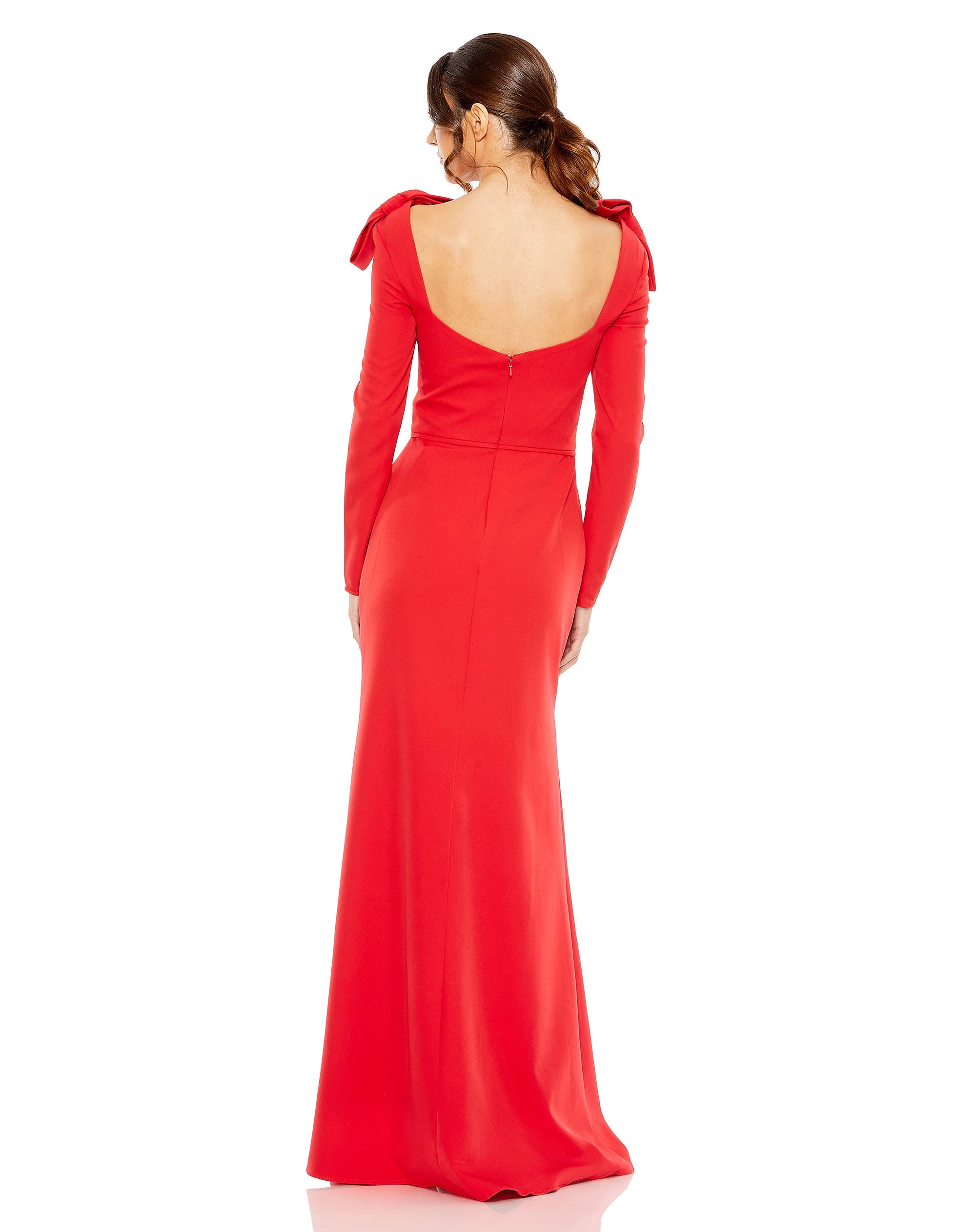 Empire Waist Long Sleeve Bow Shoulder Gown