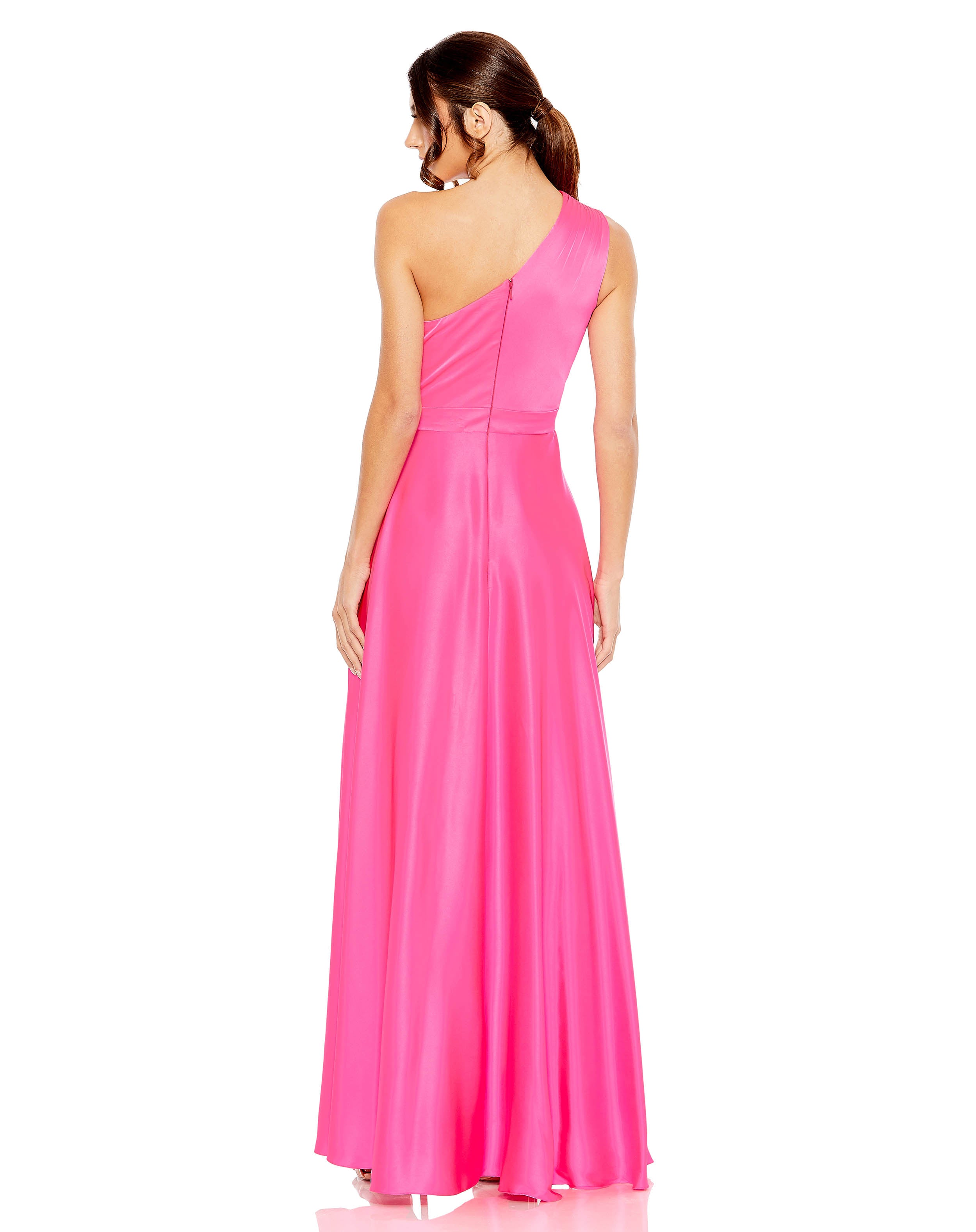 One Shoulder High Low A Line Gown