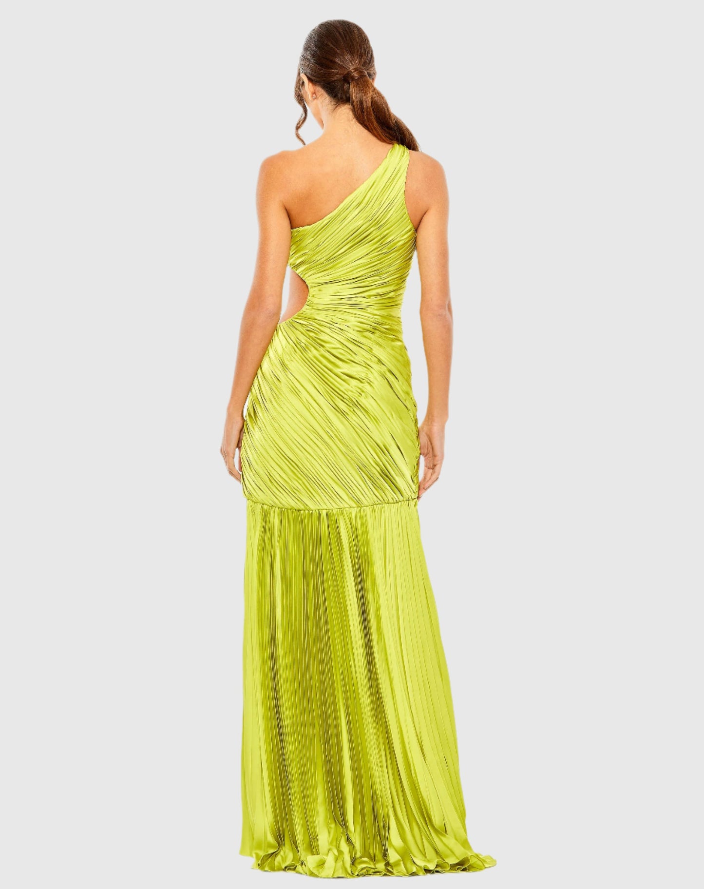 Side Cut-Out One-Shoulder Pleated Gown