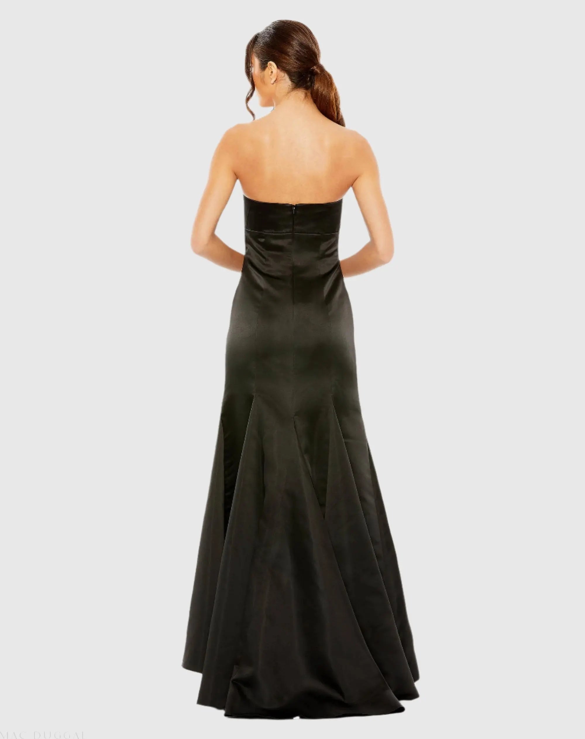 Black Strapless Bow Mermaid Gown - Ieena for Mac Duggal