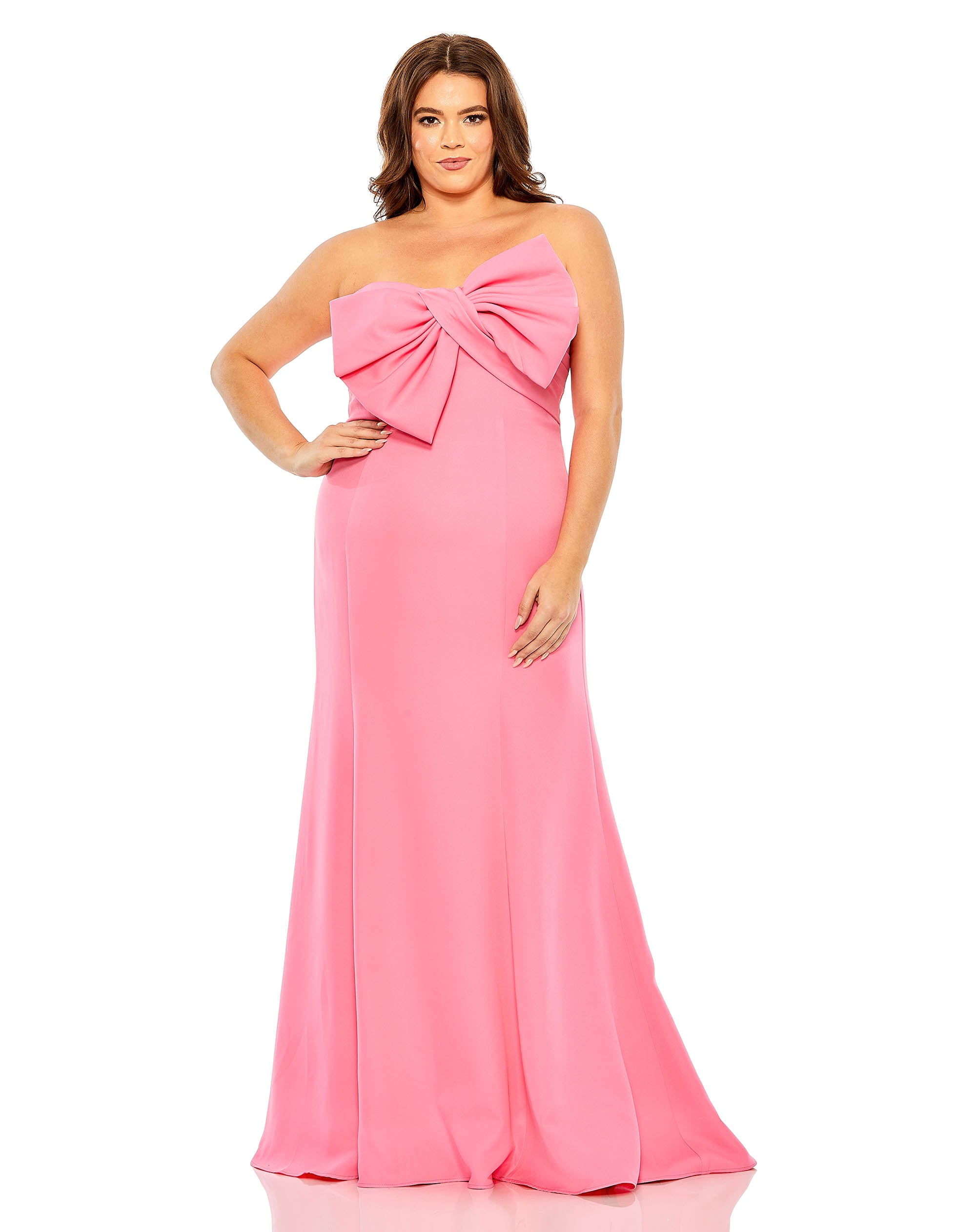 Bow Front Crepe Gown (Plus)