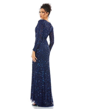 Embellished Front Slit Long Sleeve Gown – Mac Duggal