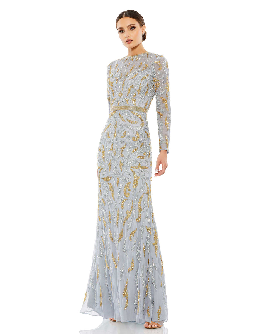 Beaded Long Sleeve Evening Gown – Mac Duggal