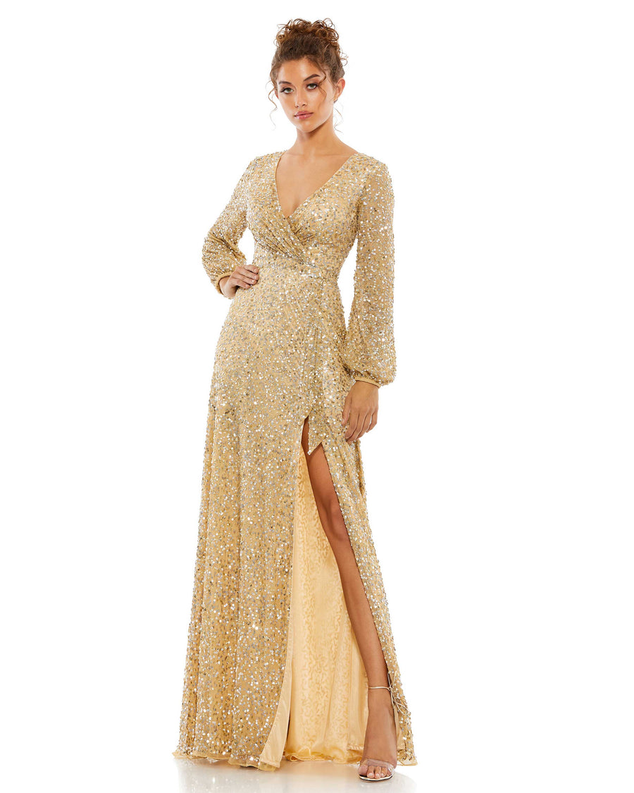 Multi-Colored Sequin Long Sleeve Gown – Mac Duggal