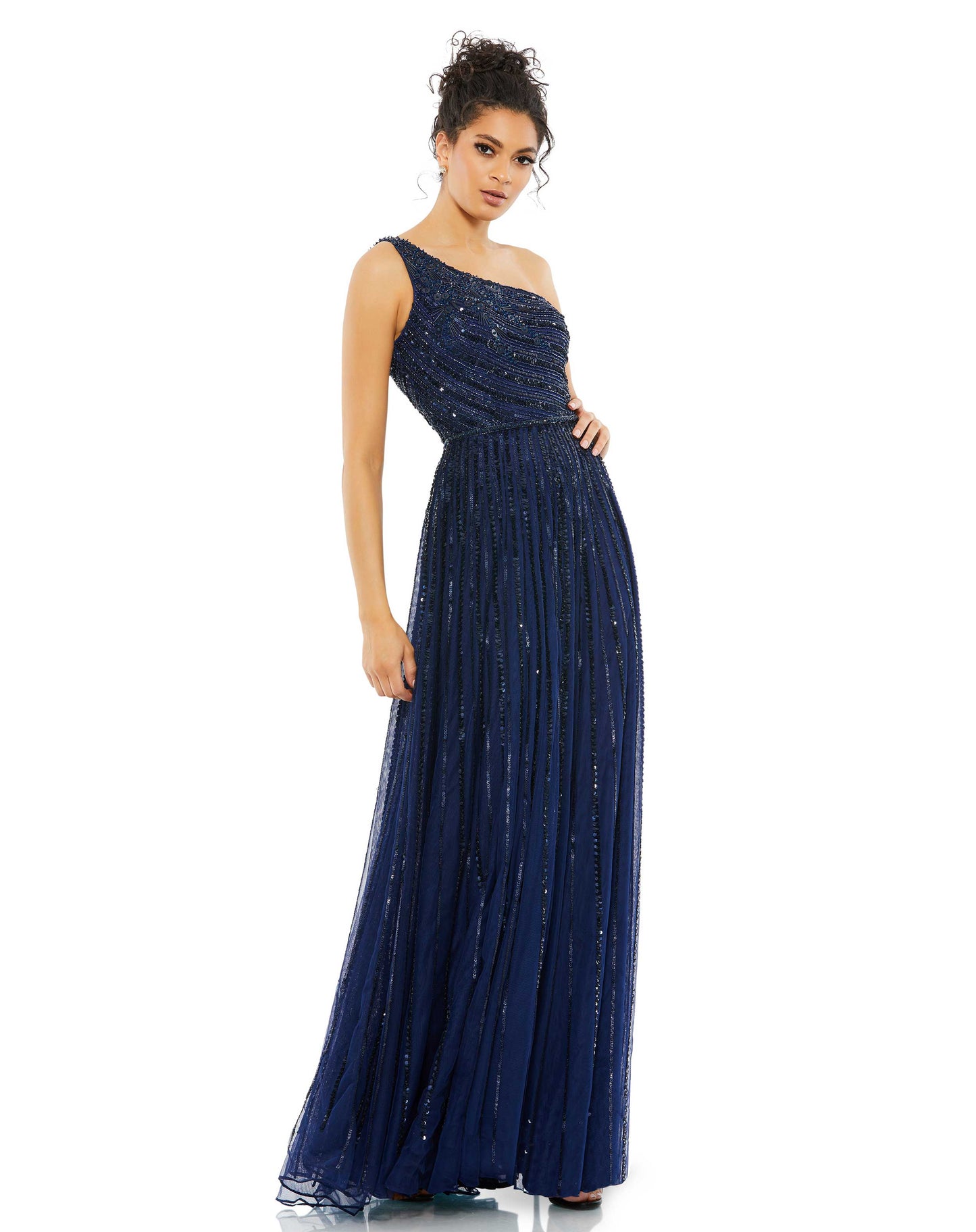 Verziertes One-Shoulder-A-Linien-Kleid