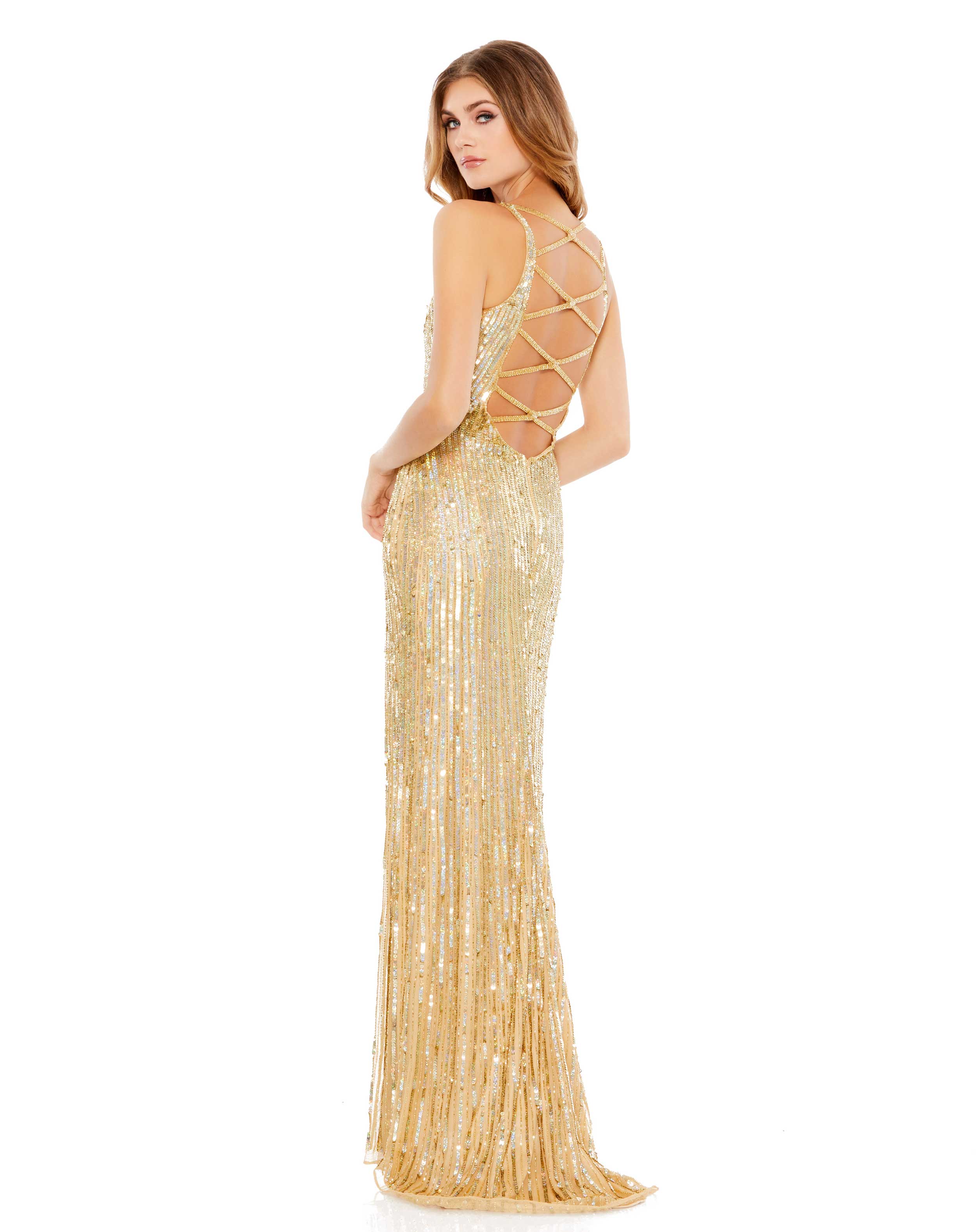 Strappy Back Sequin Gown