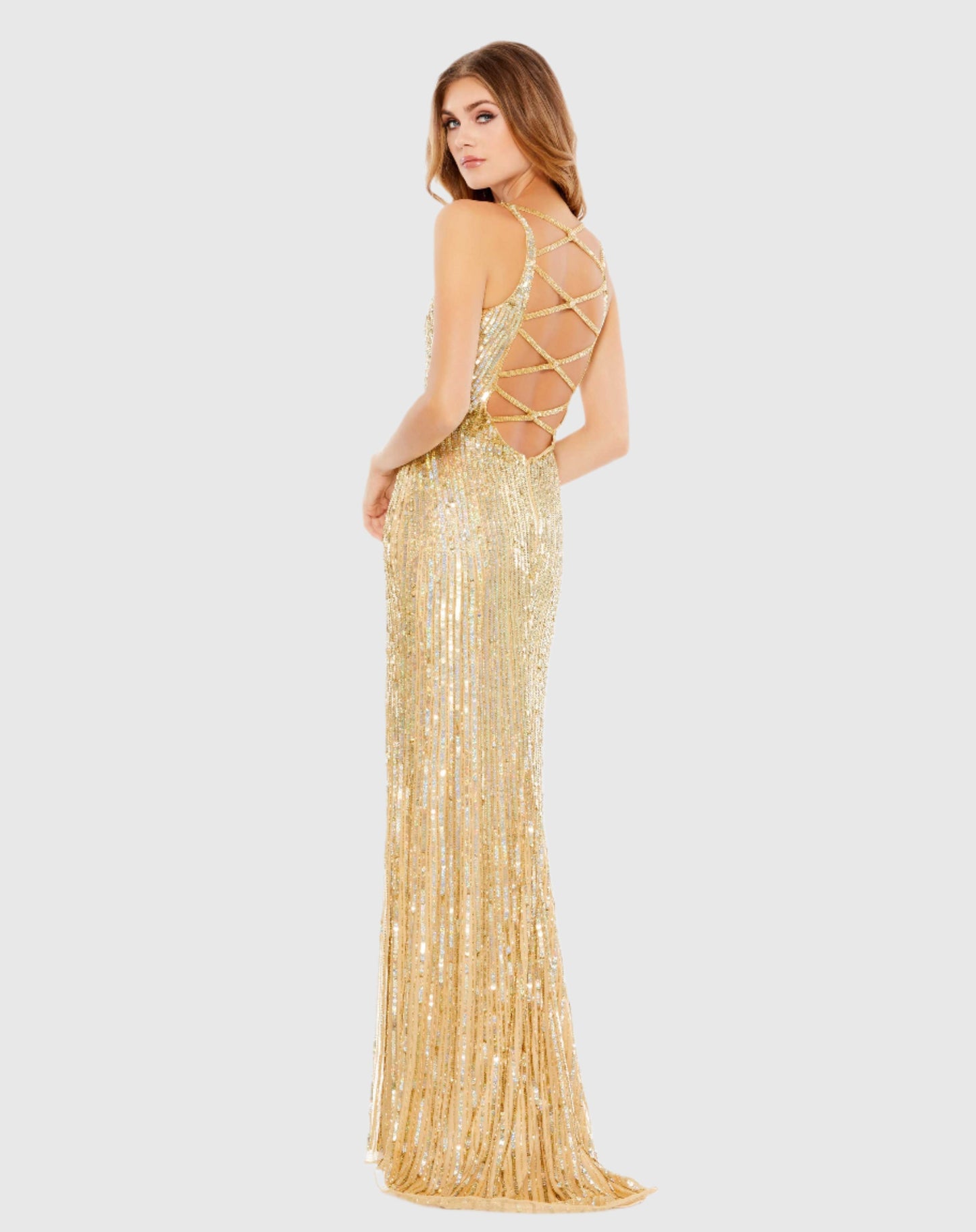 Strappy Back Sequin Gown