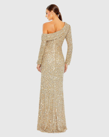 Sequined One Shoulder Evening Gown – Mac Duggal