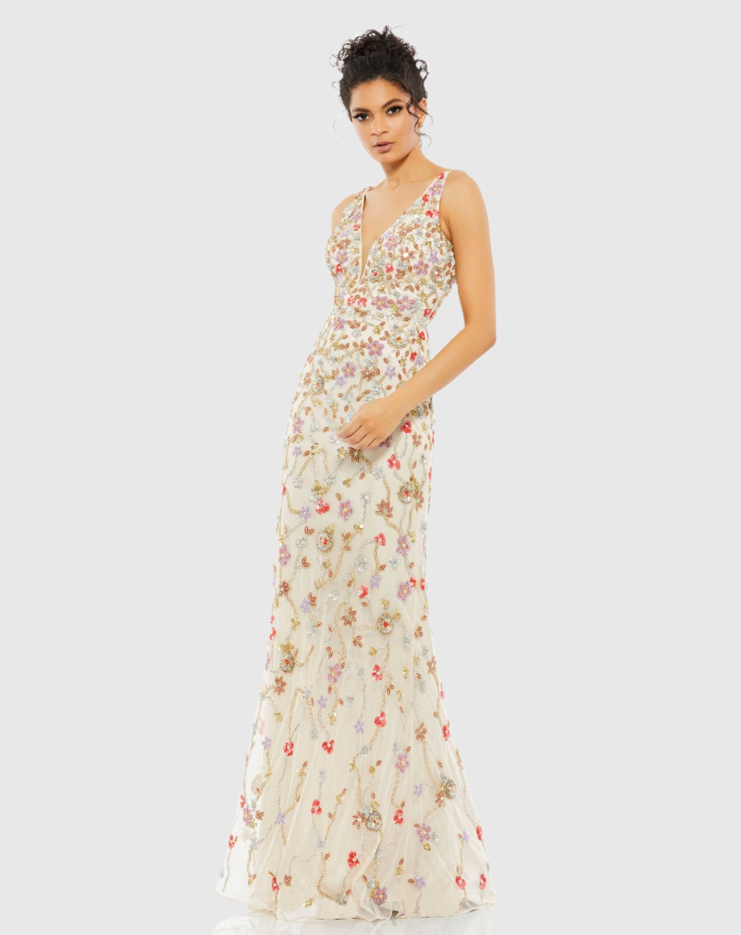 Floral Bead Embellished Gown