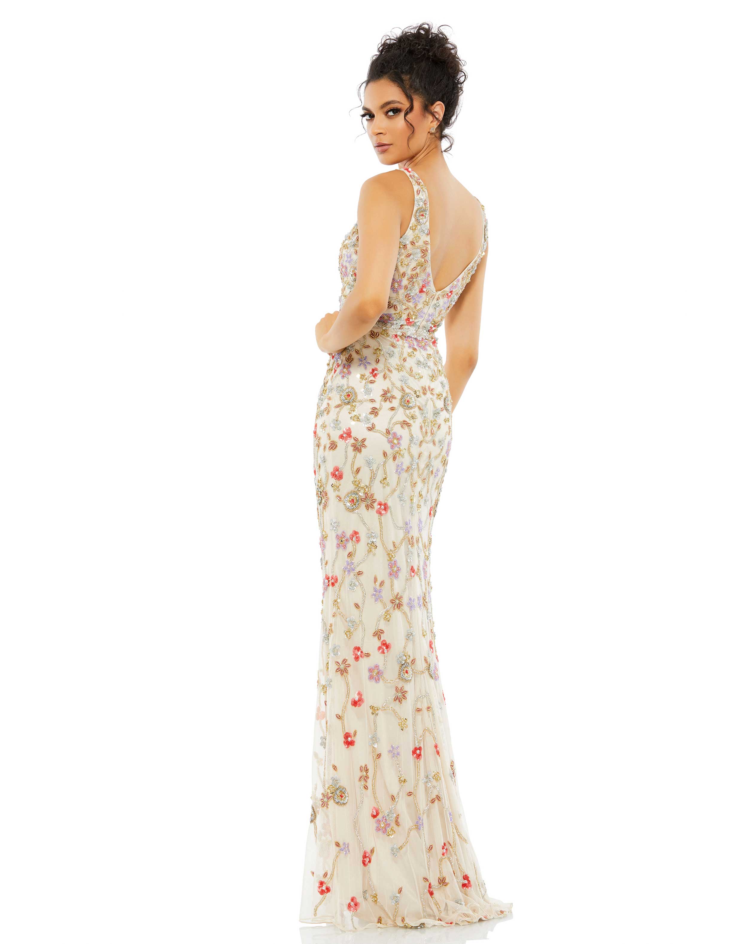 Floral Bead Embellished Gown