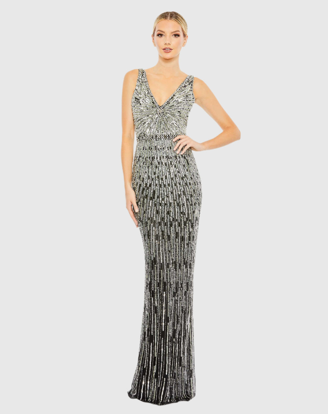 Sequin Embellished Sleeveless Evening Gown