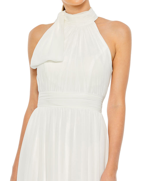 White High Neck Chiffon Gown