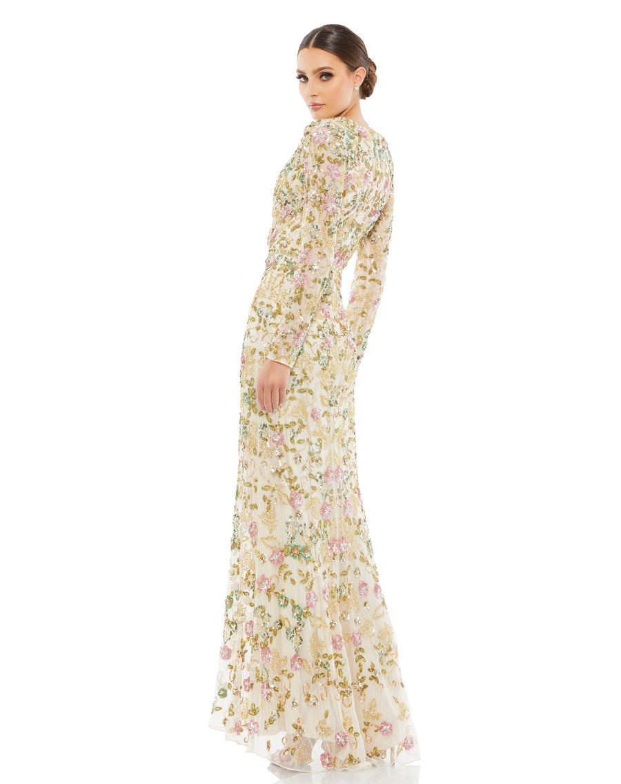 Long Sleeve Floral Embellished Gown – Mac Duggal