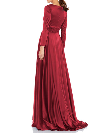 Long Sleeve Ruched Waist A-Line Gown – Mac Duggal