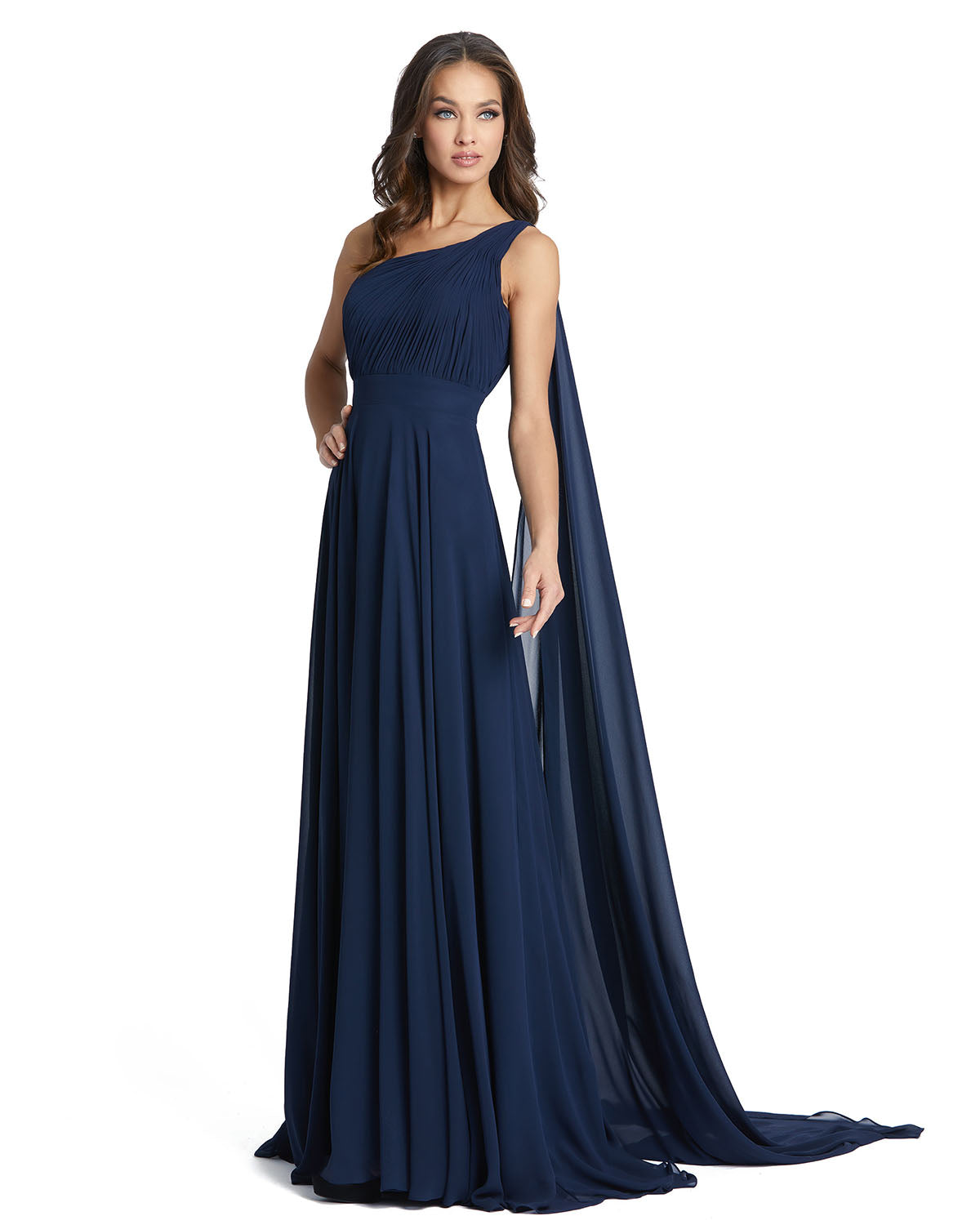Draped One Shoulder Evening Gown