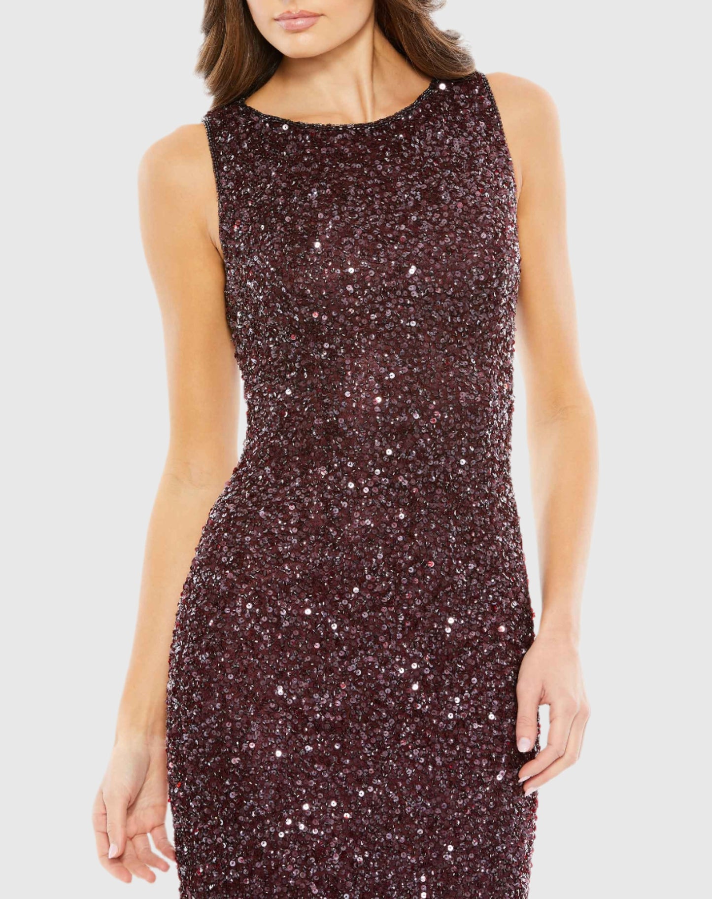 Sleeveless Sequined Midi Sheath Dress