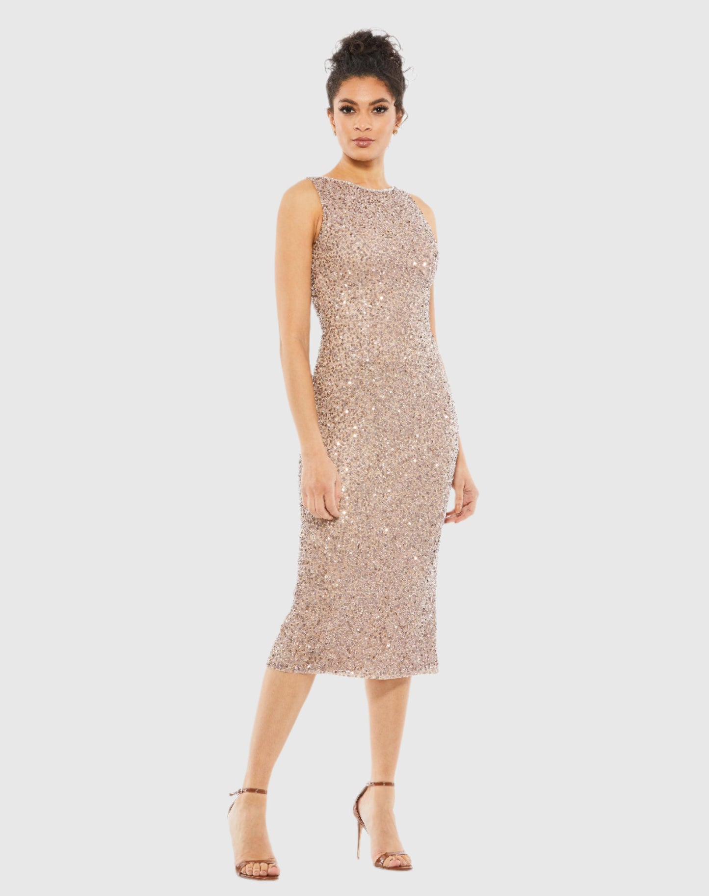 Sleeveless Sequined Midi Sheath Dress