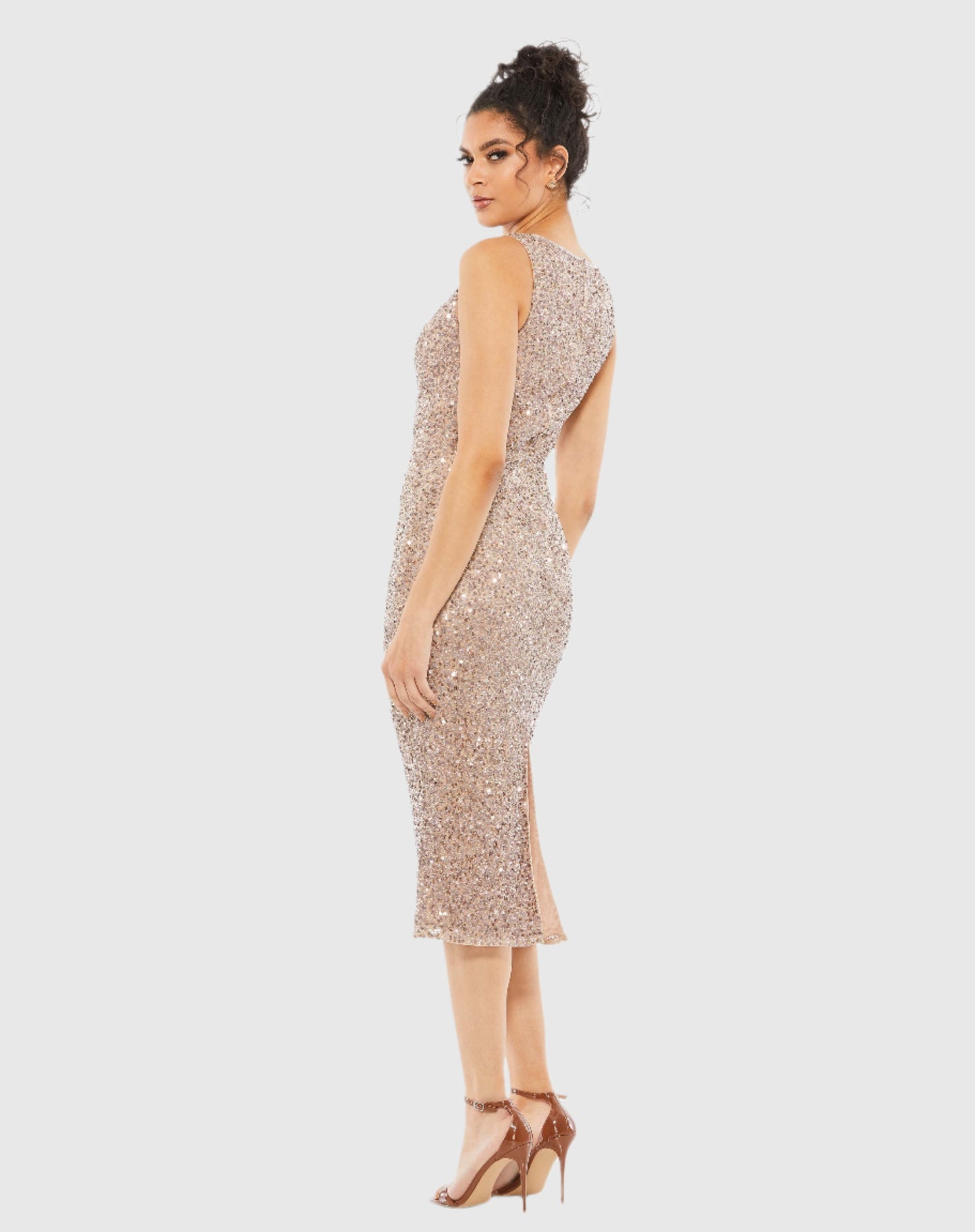 Sleeveless Sequined Midi Sheath Dress