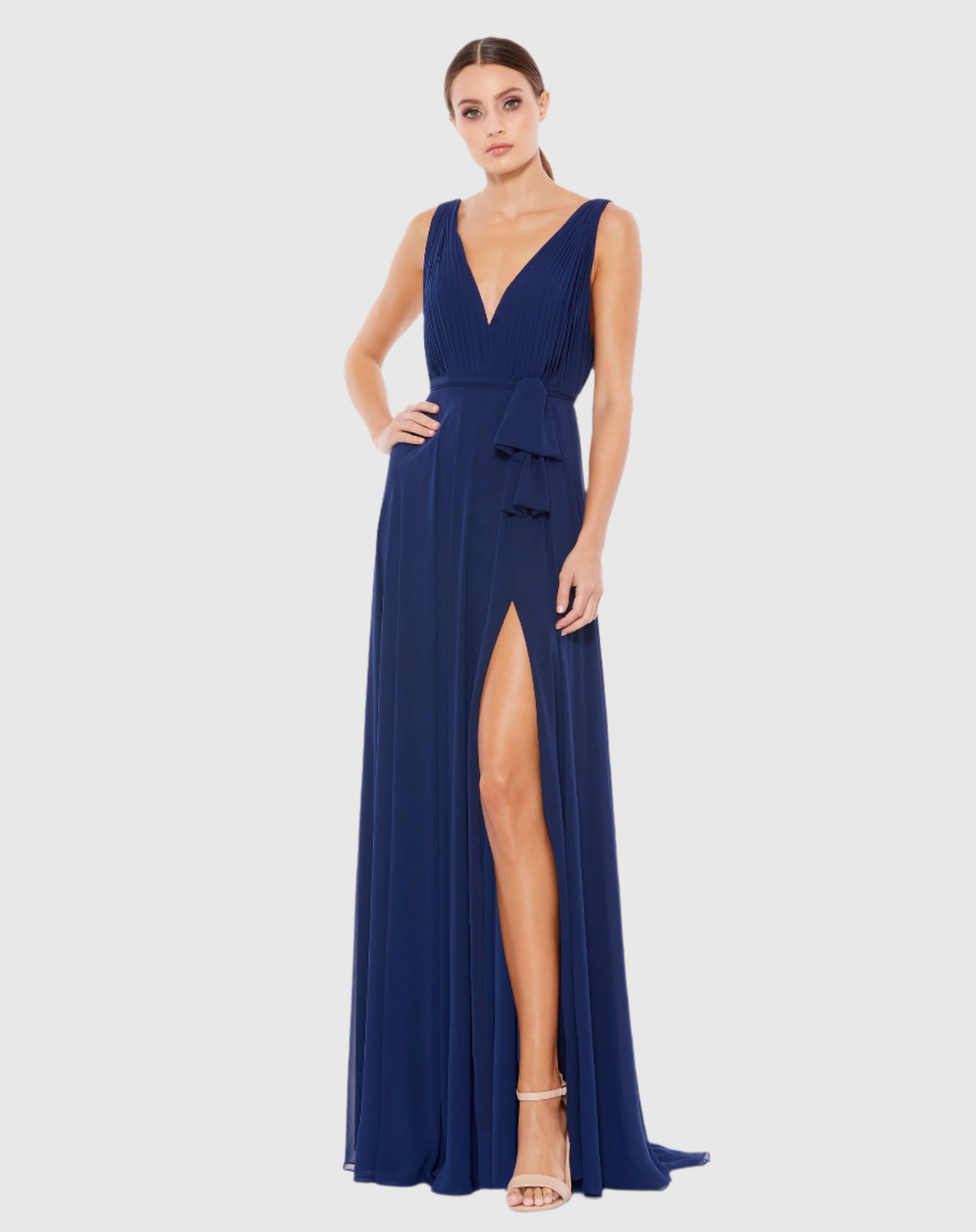 Sleeveless V-Neck Chiffon Gown