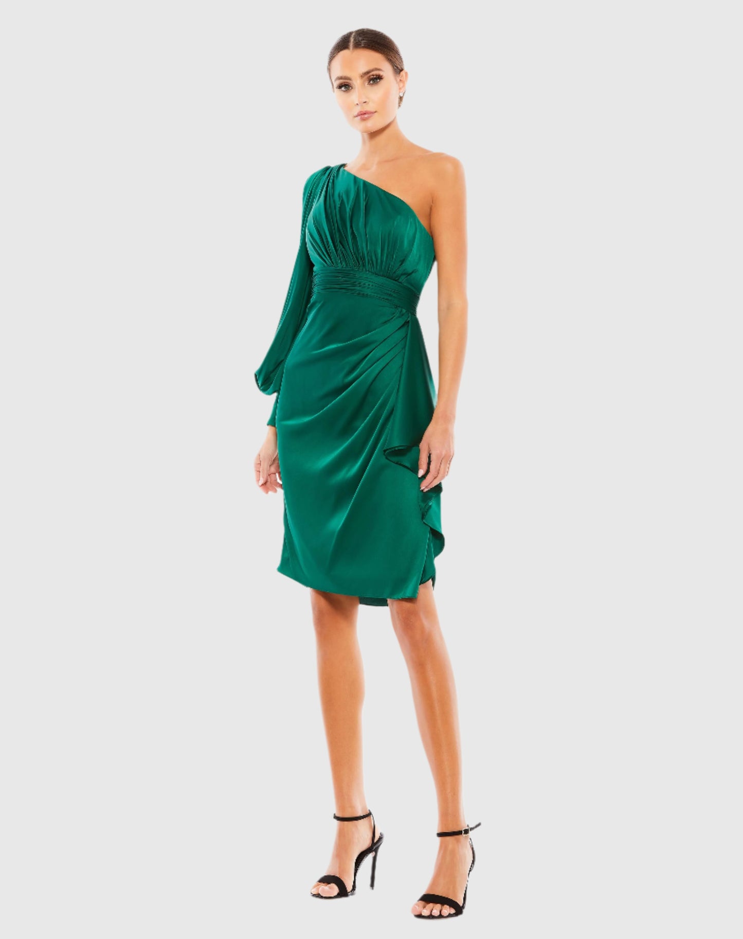 Satin One Sleeve Cocktail Dress