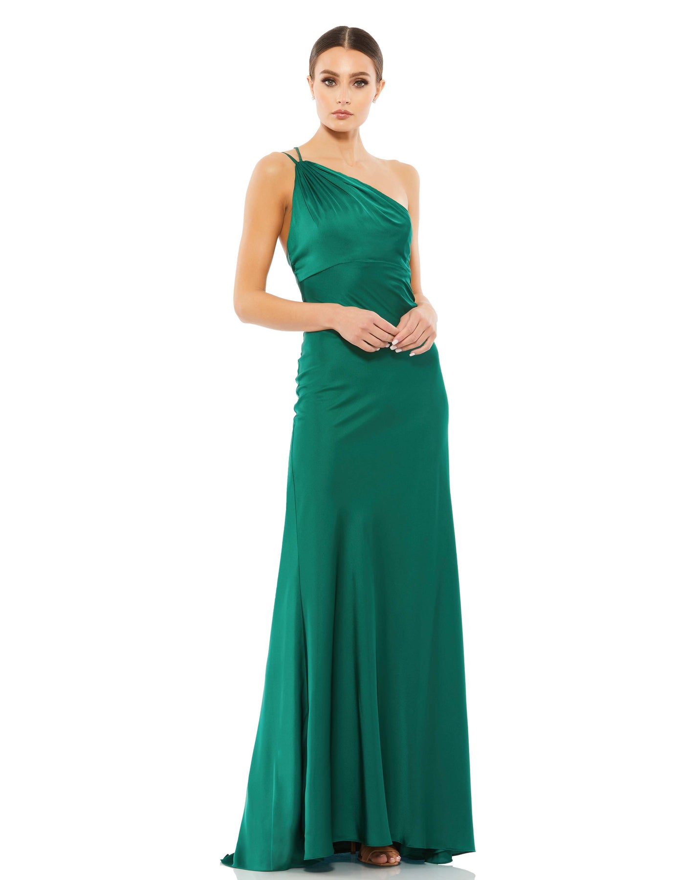 One Shoulder Double Strap Satin Dress – Mac Duggal