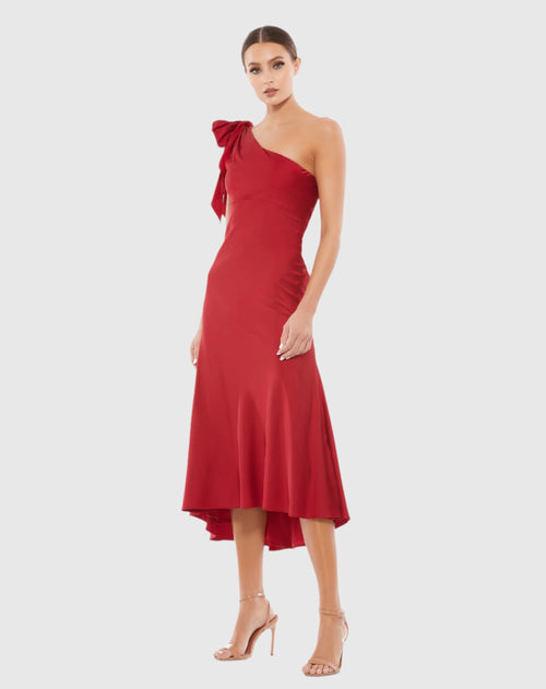 Satin One Shoulder Midi Dress