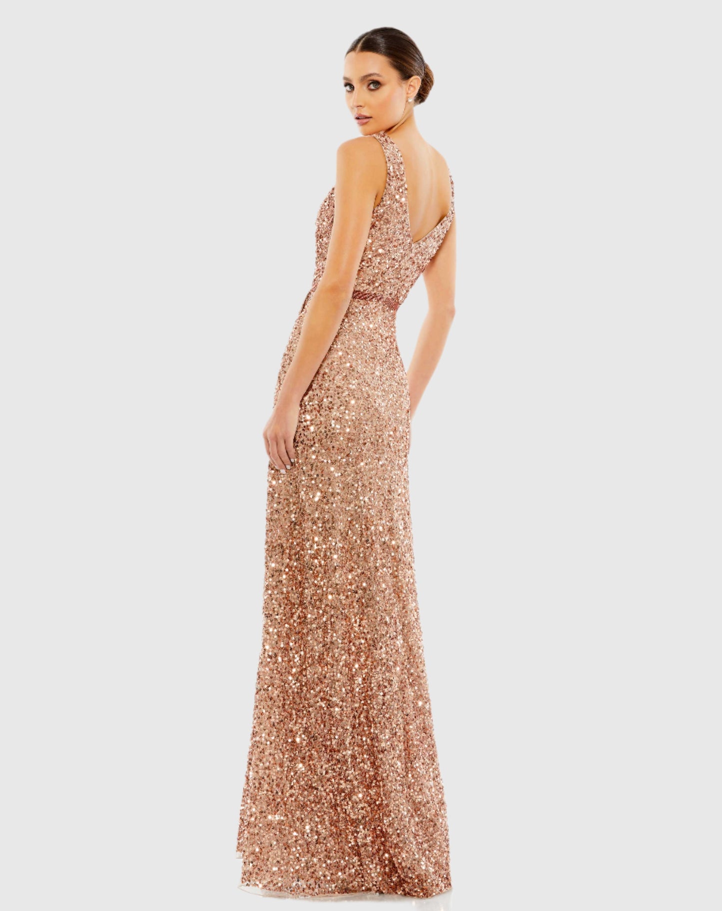 Robe portefeuille à sequins et fente haute à col en V 