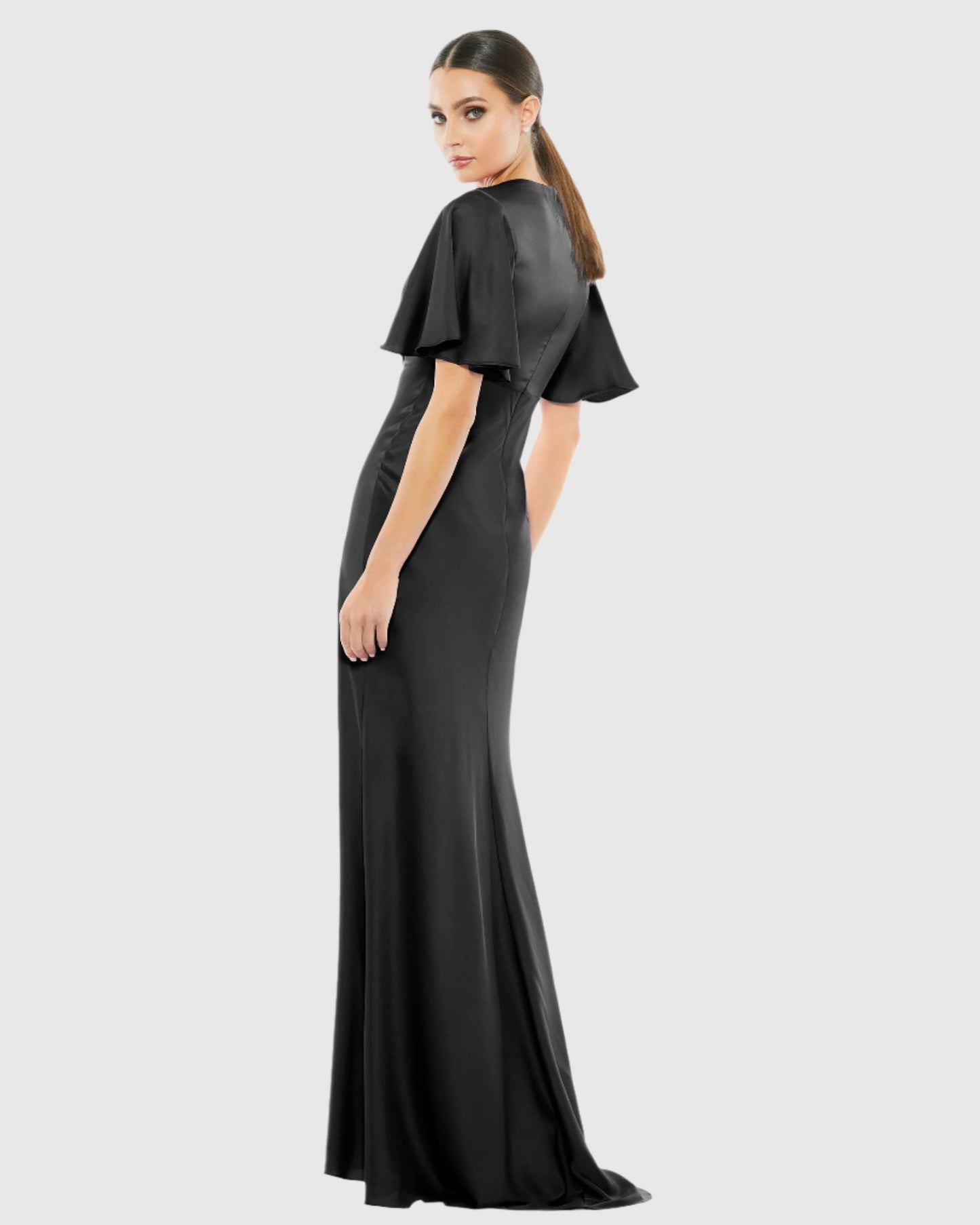 Flounce V-Neck Charmeuse Gown - FINAL SALE