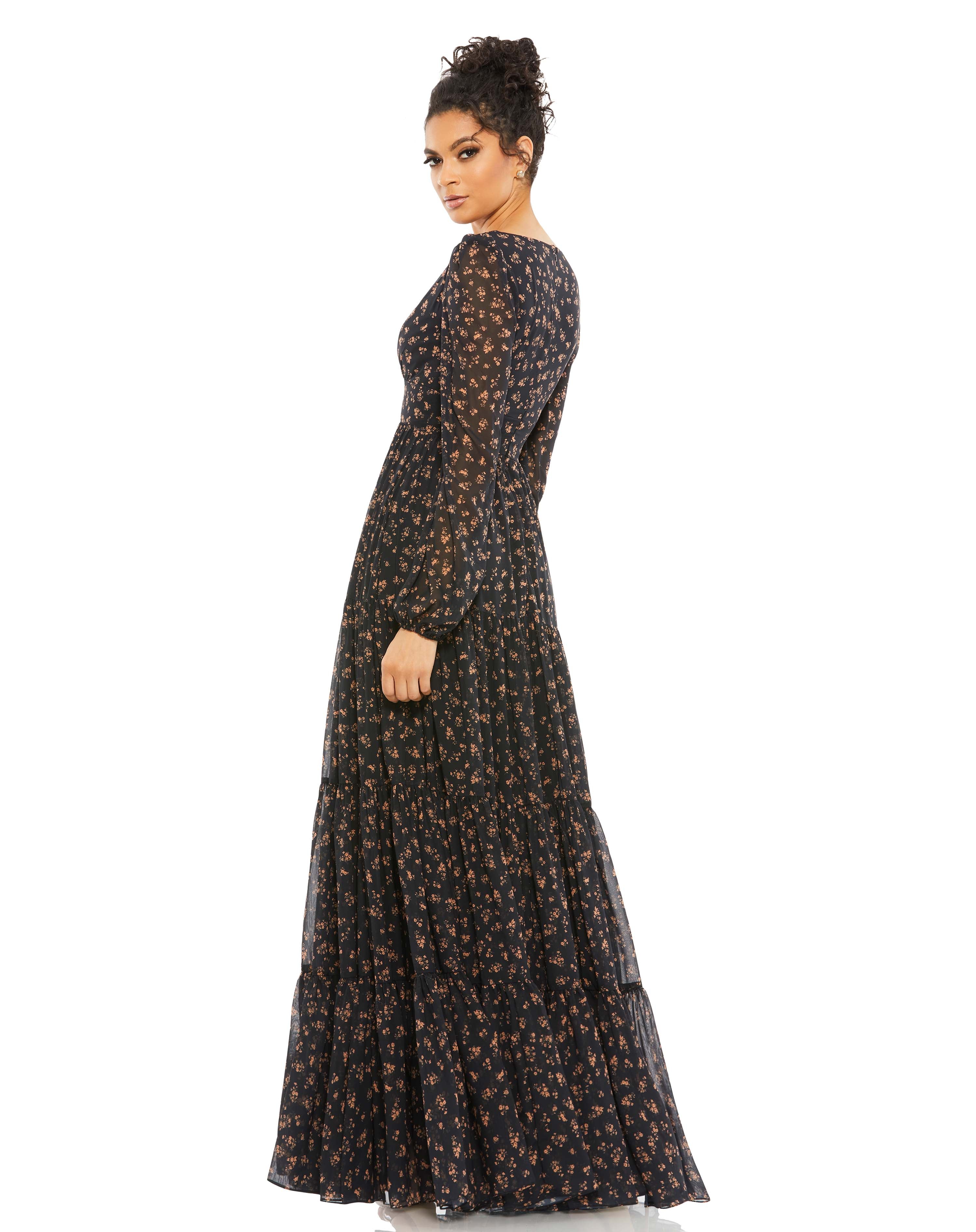 Floral Tiered Long Sleeve Maxi Dress - FINAL SALE