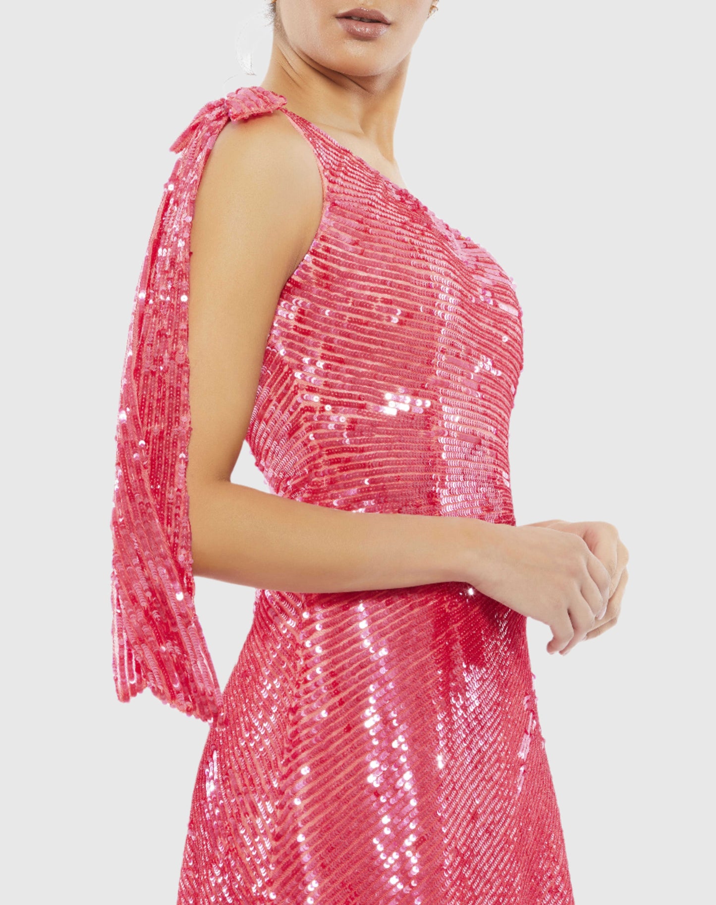 Sleeveless One Shoulder Sequin Mini Dress